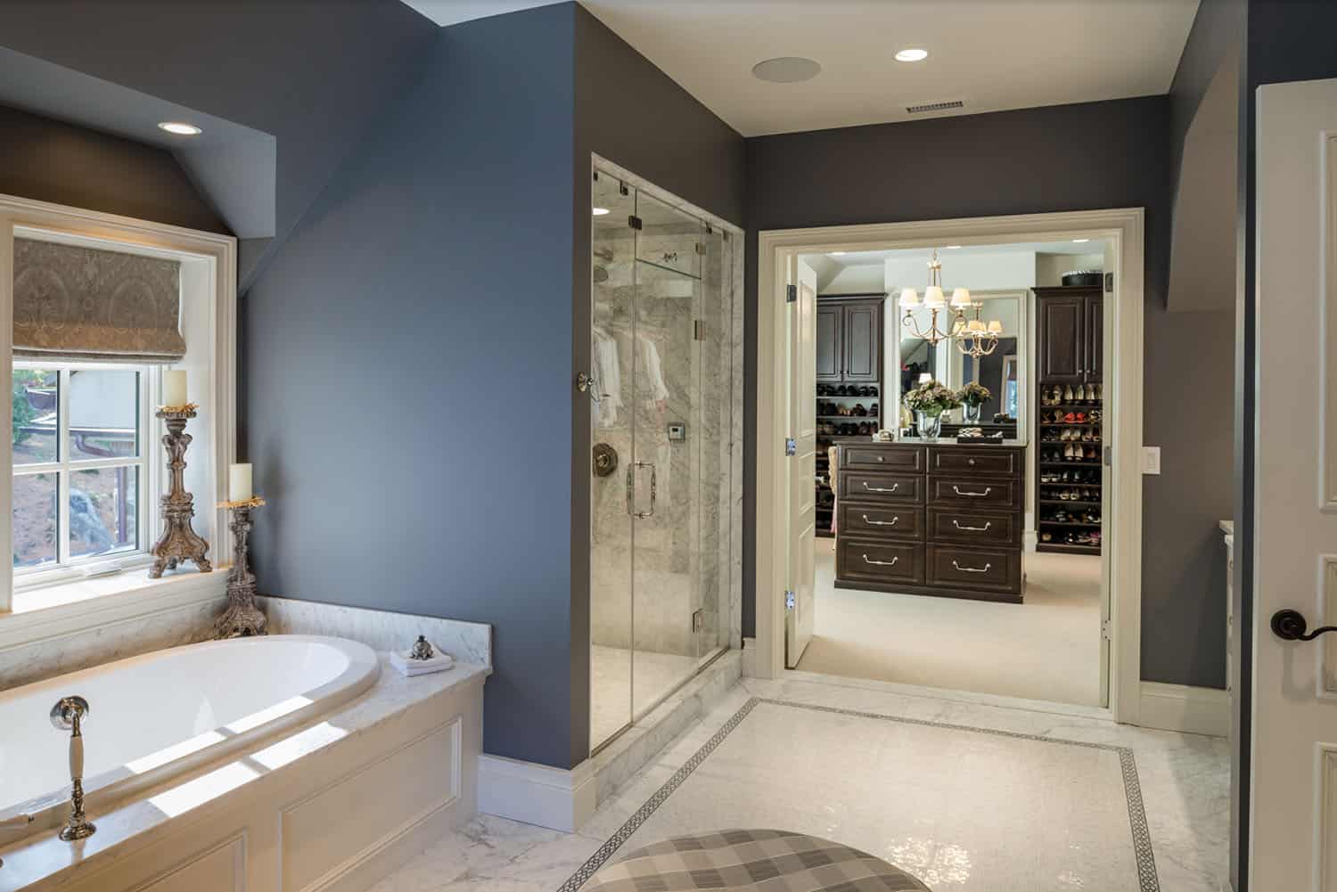 traditional bathroom with a built-in tub