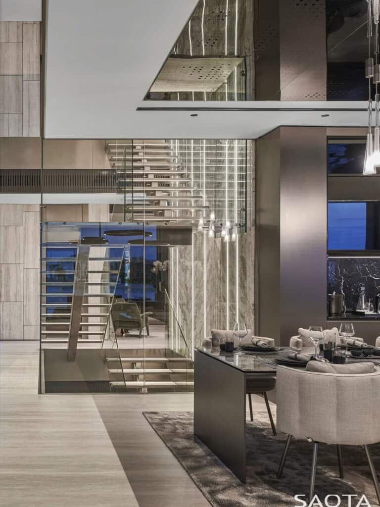 This luxurious waterfront villa boasts amazing skyline views in Dubai