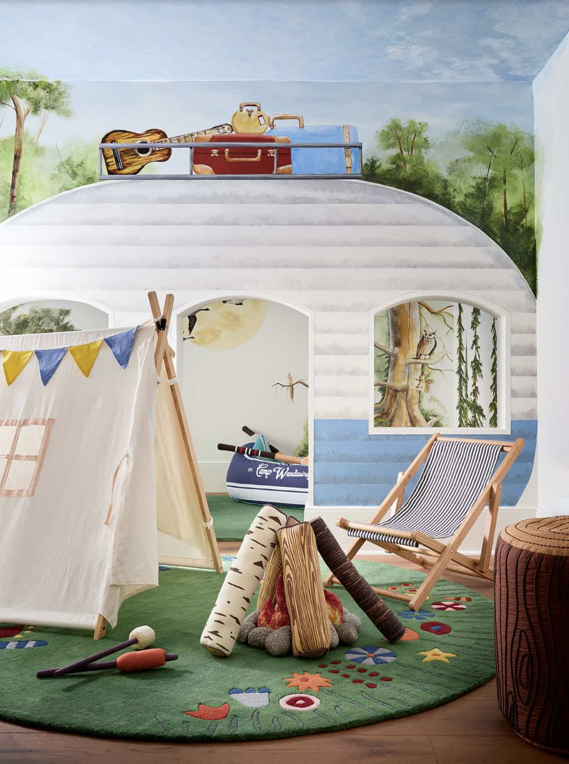 kids camping themed play room