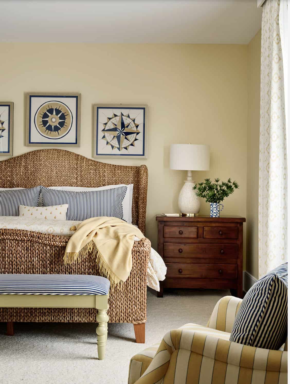 soft yellow guest bedroom