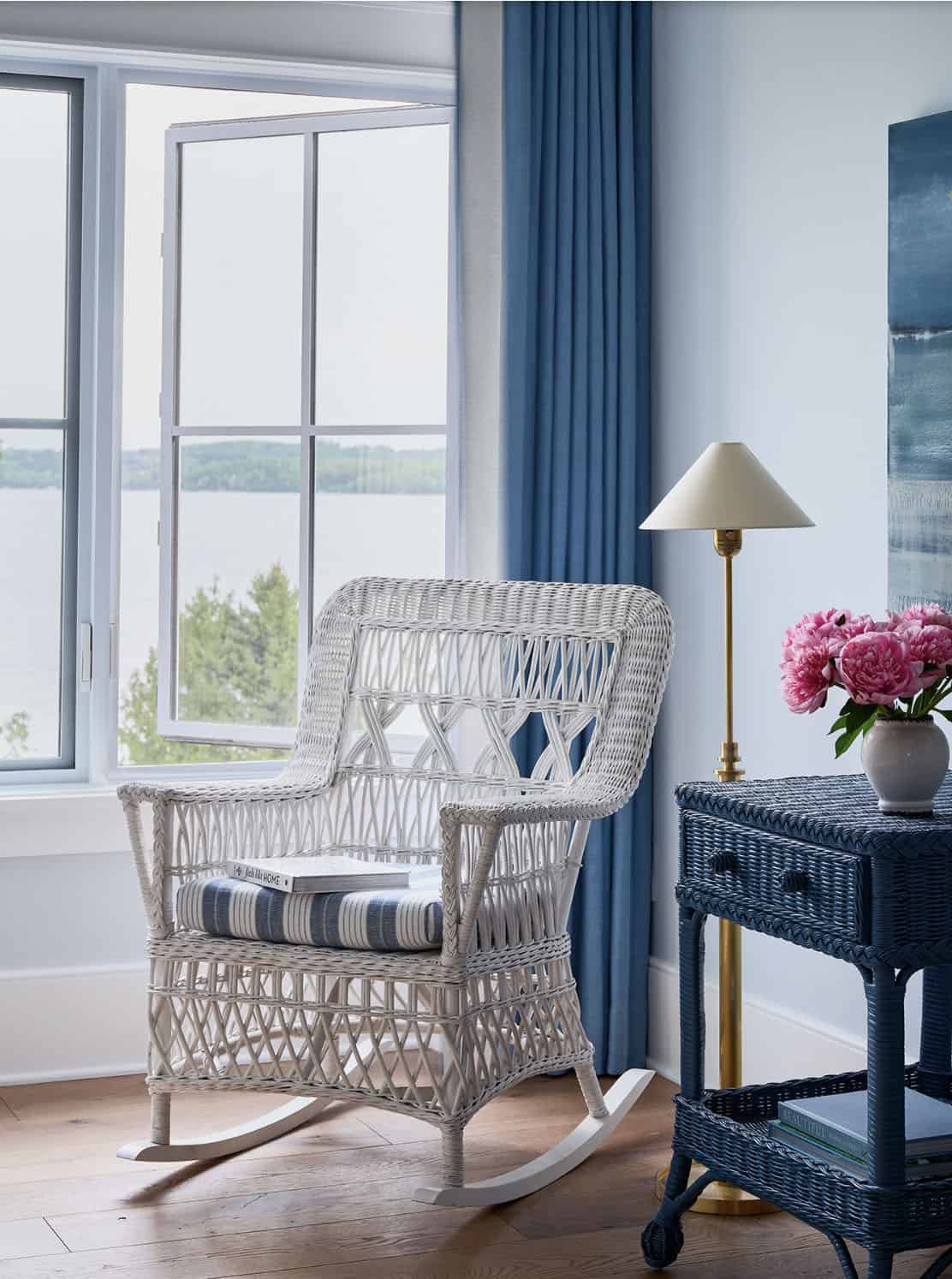 beach style bedroom seating area