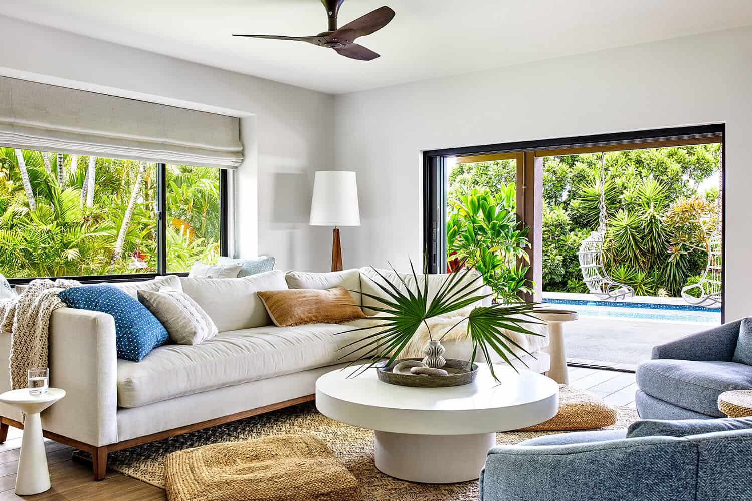 white bungalow living room 