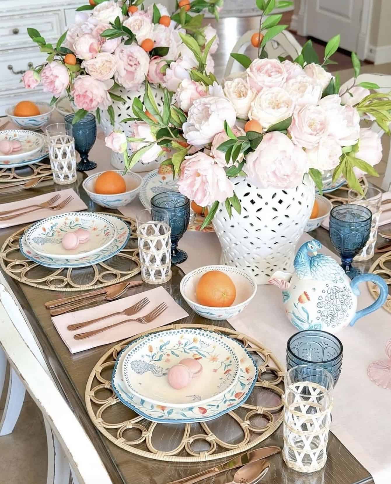 spring decorated dining table