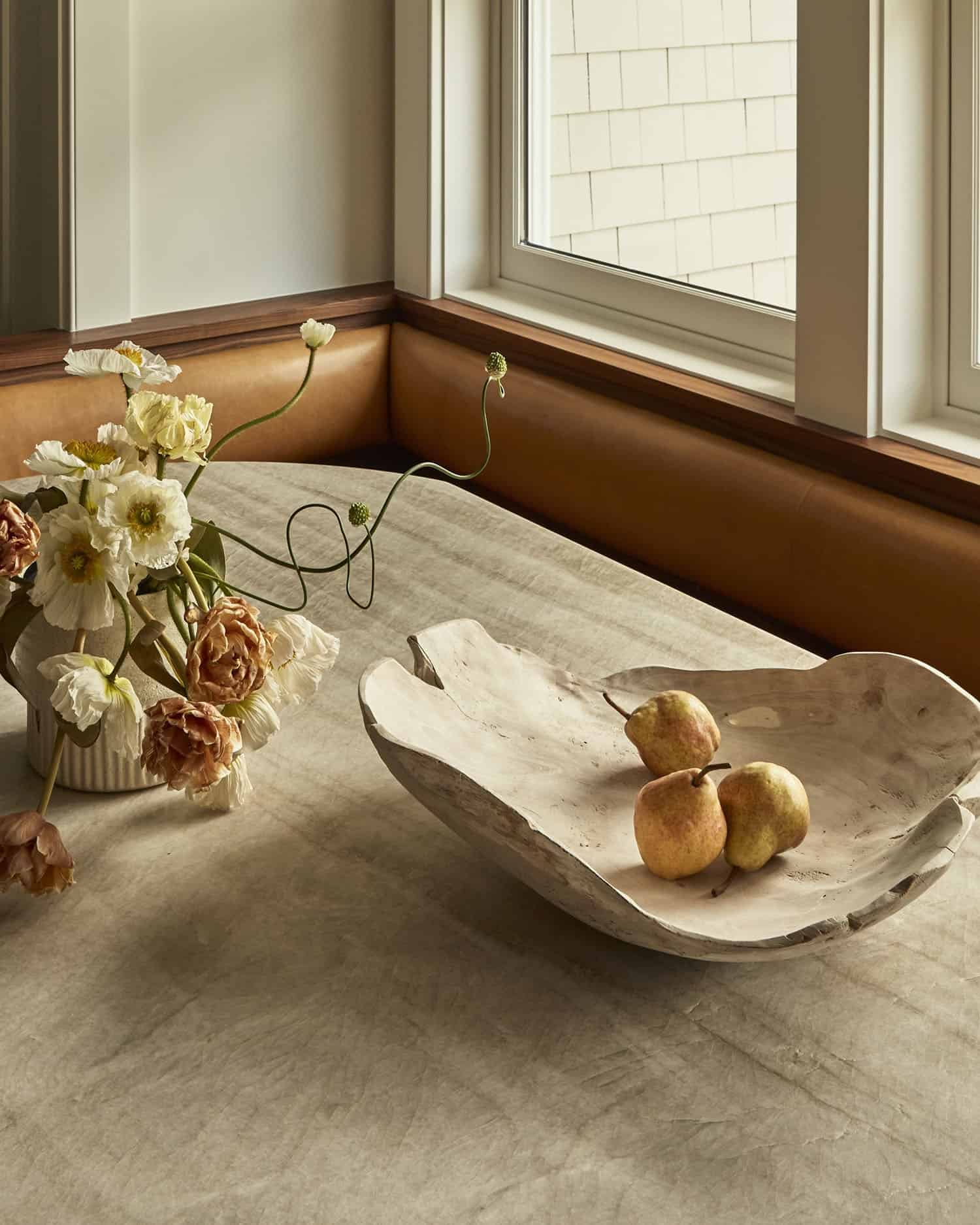 contemporary dining banquette table detail