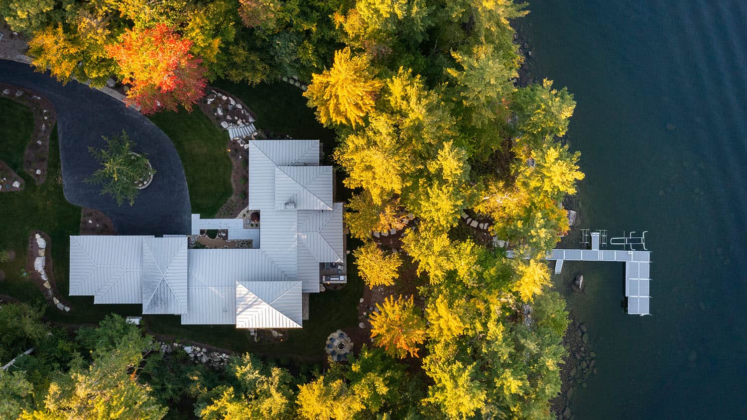 contemporary prairie style home exterior aerial view