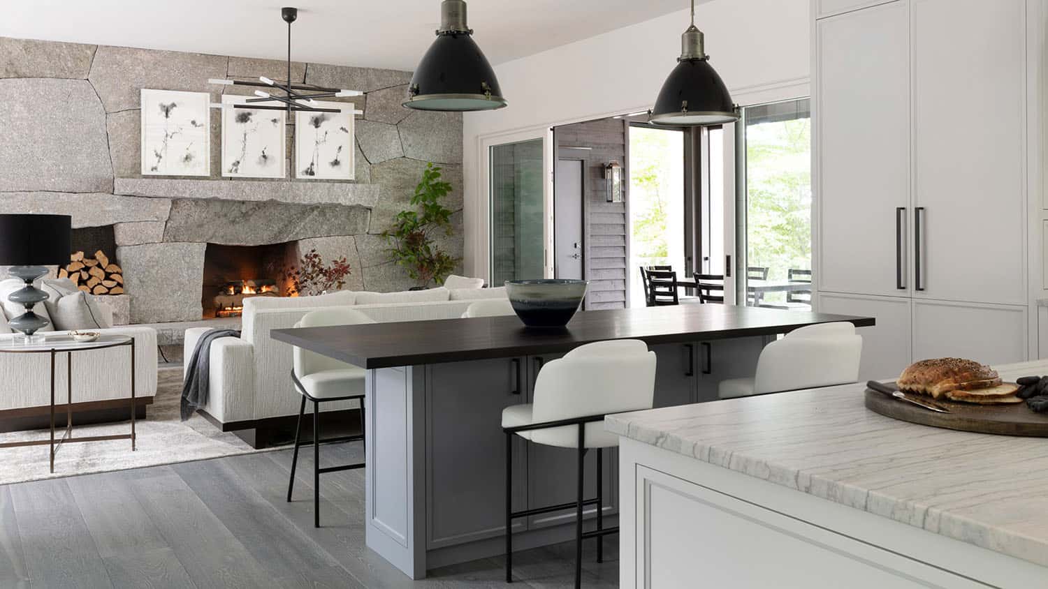 contemporary kitchen looking towards the living room