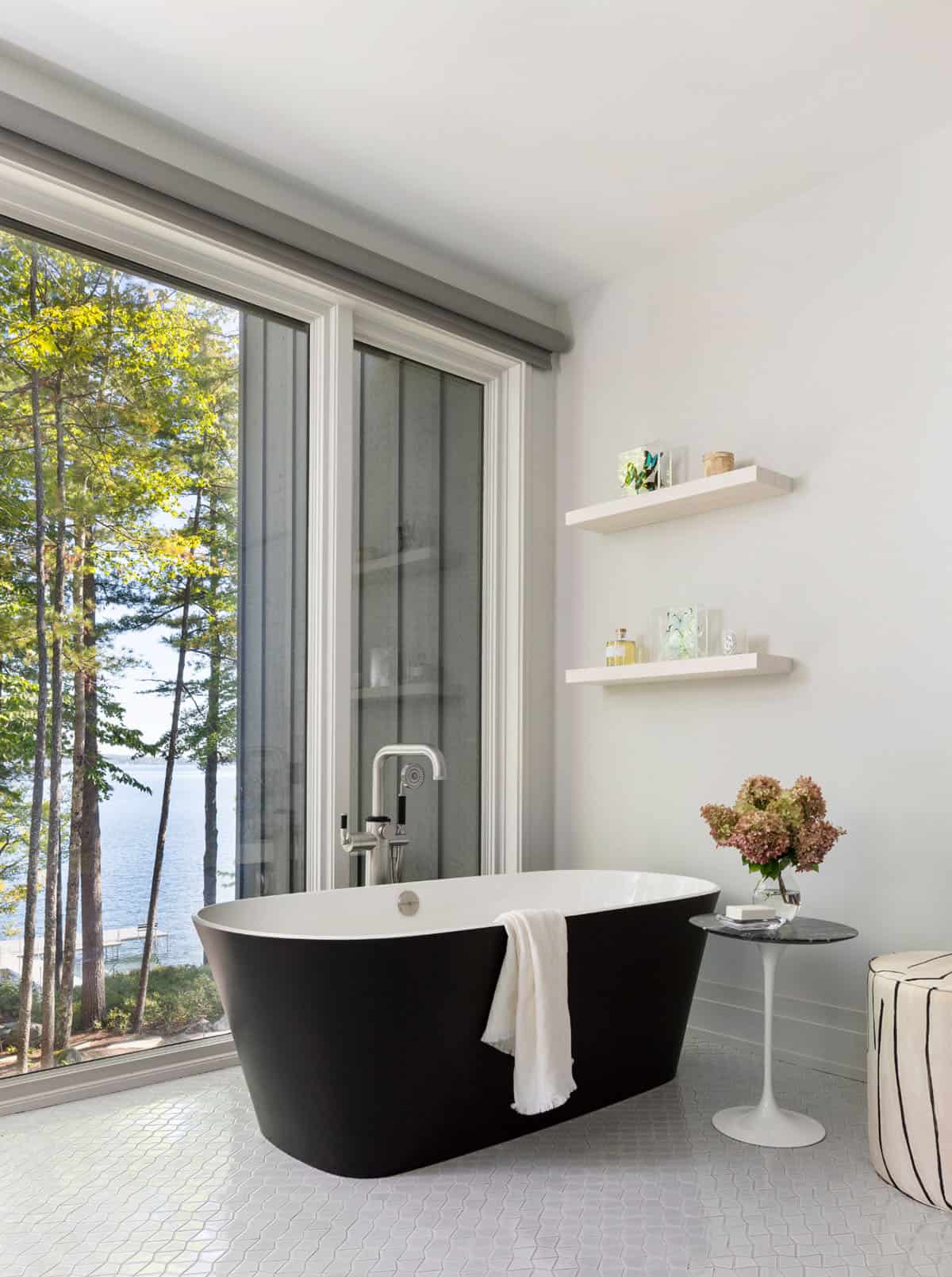 contemporary bathroom with a freestanding tub