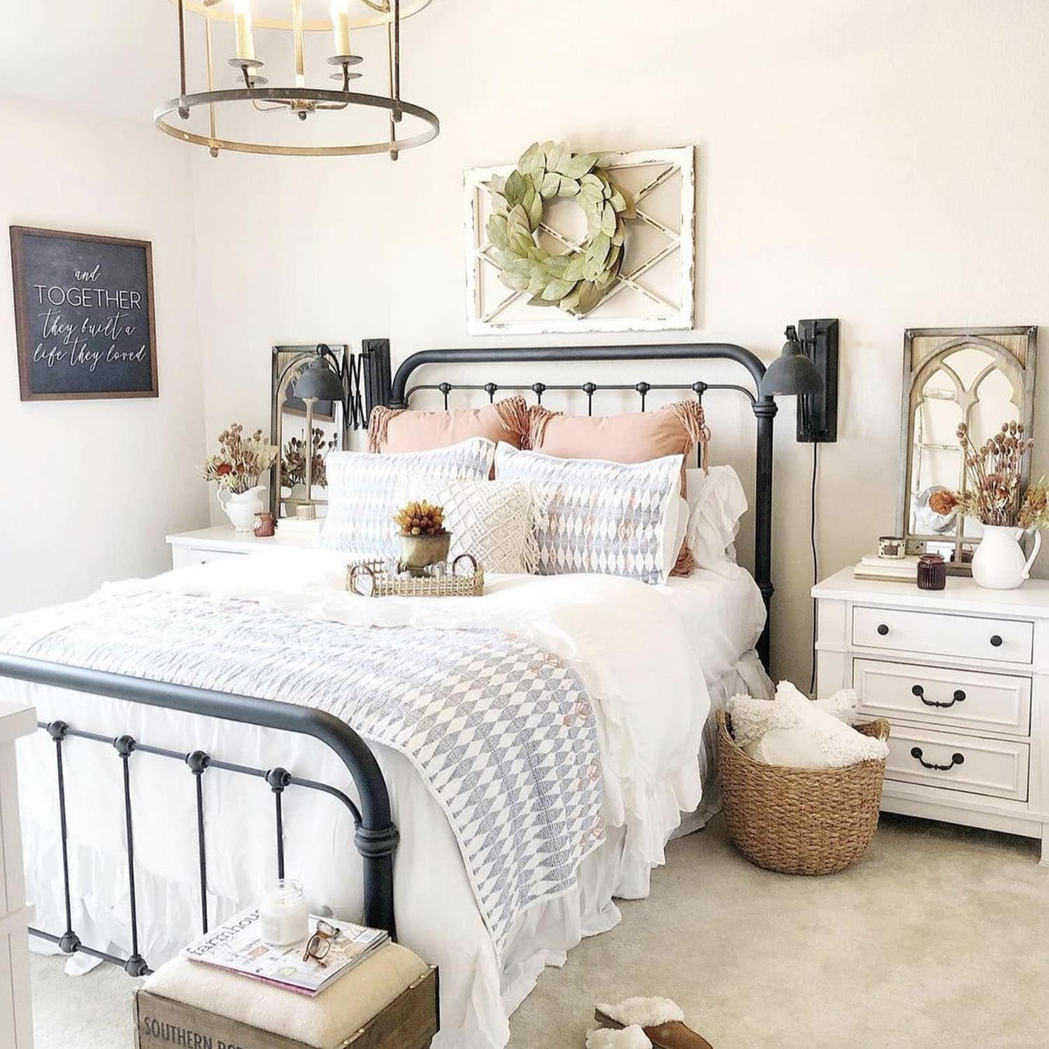 spring decorated guest bedroom