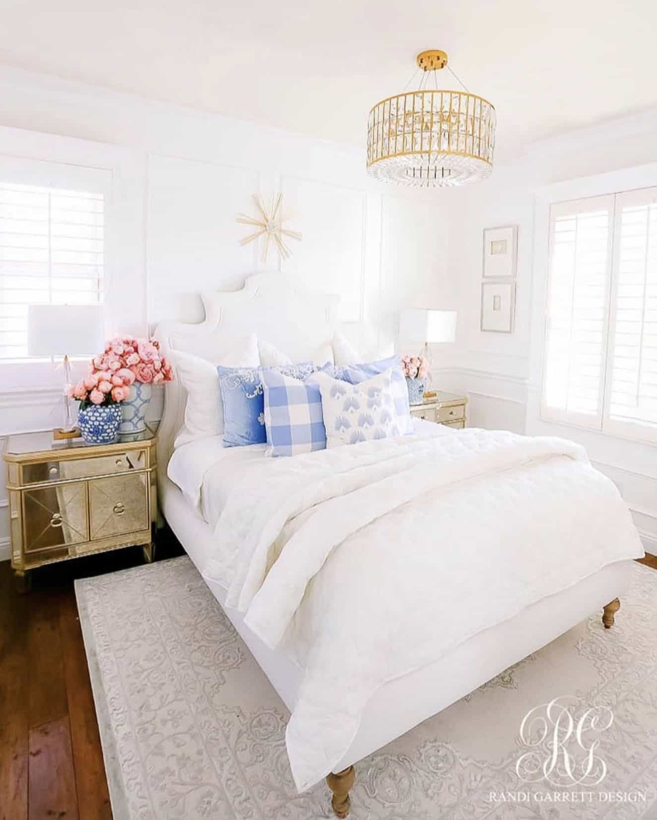 elegant guest bedroom decorated for spring