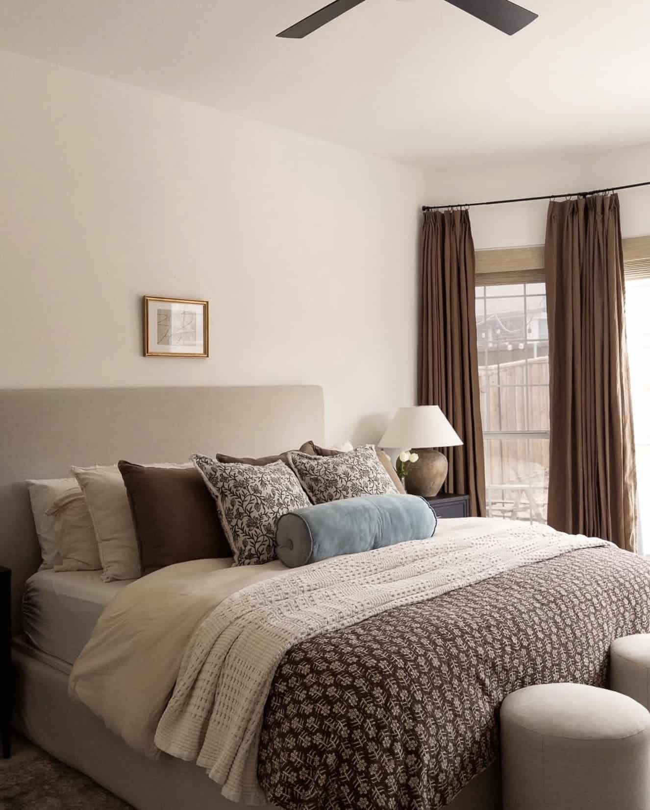 cozy bedroom with spring inspired bedding