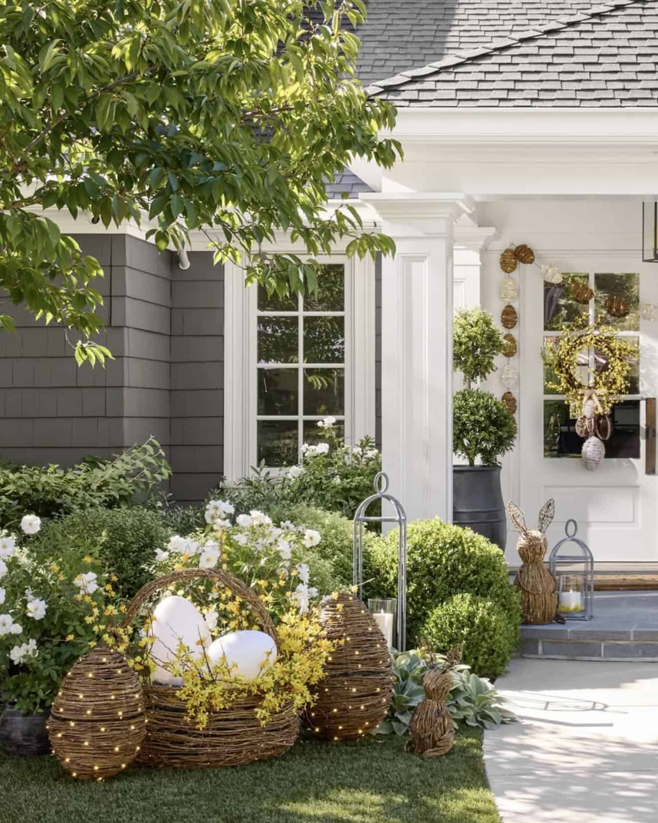 easter decorated front porch