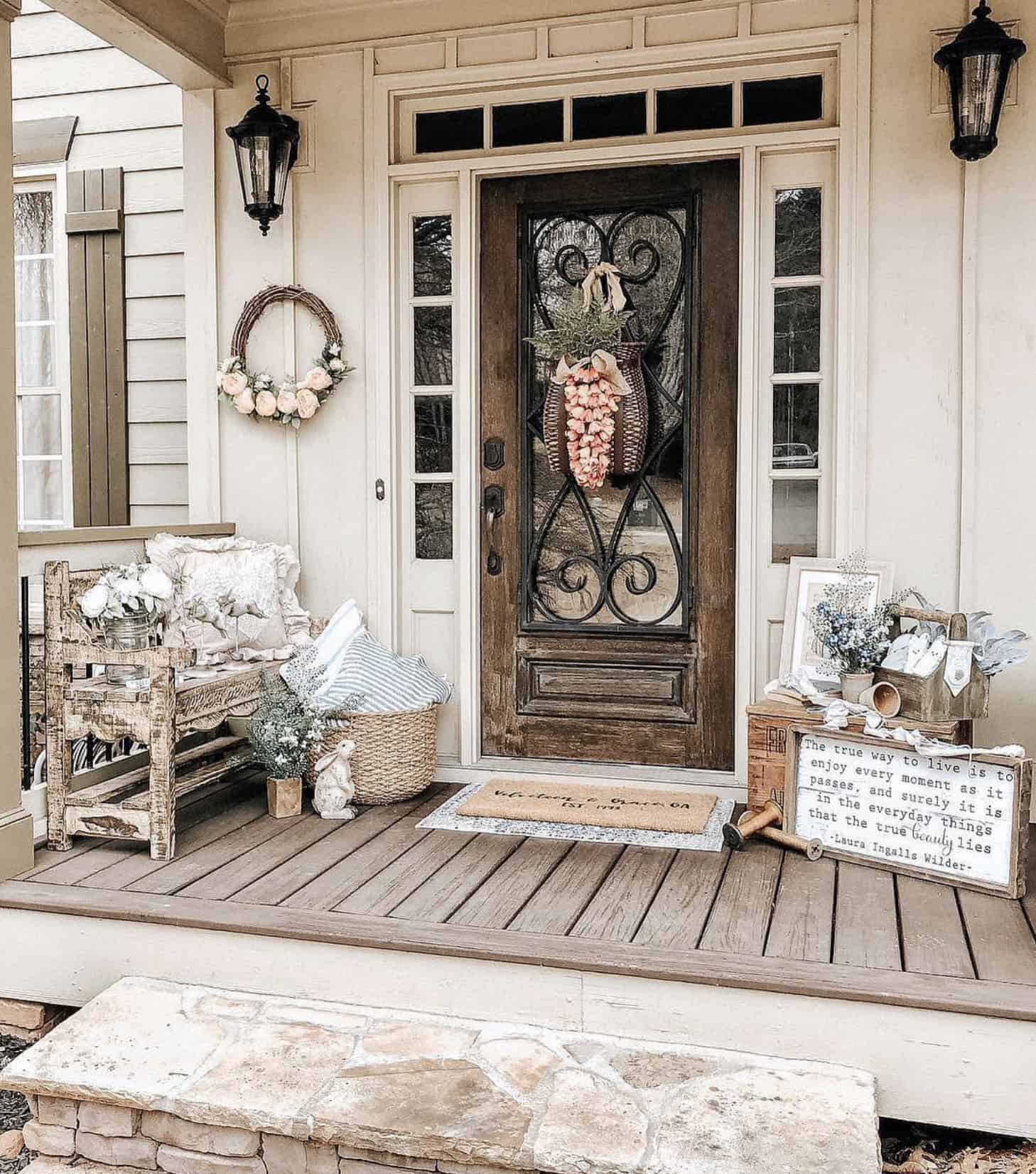 easter decorated front porch