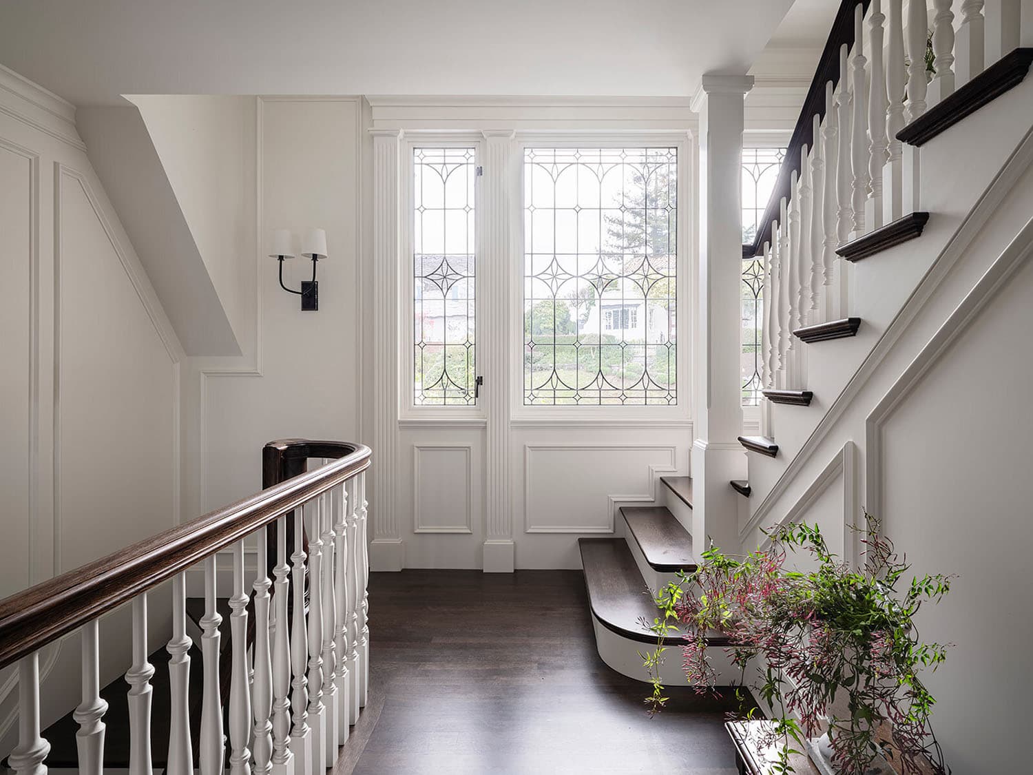 traditional style staircase with windows