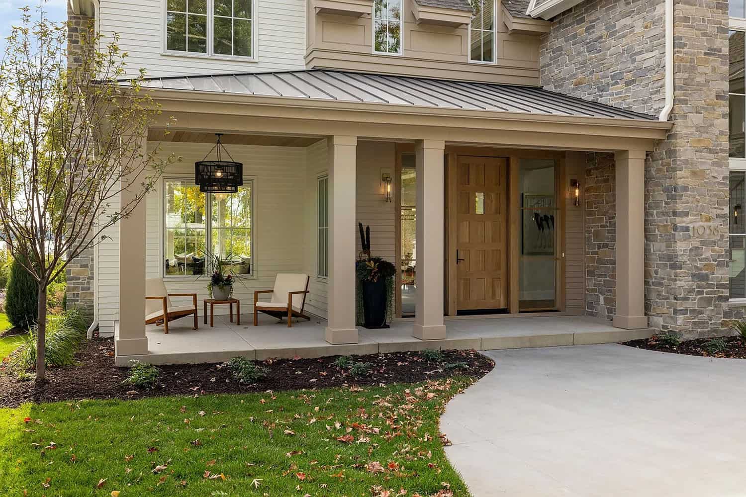 contemporary home exterior front porch