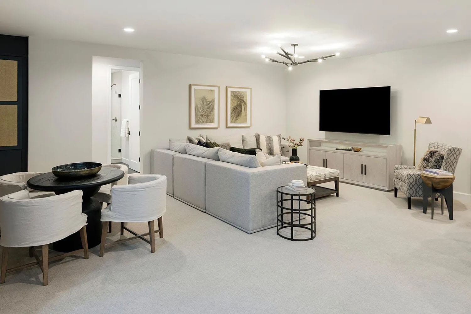 contemporary lower level family room