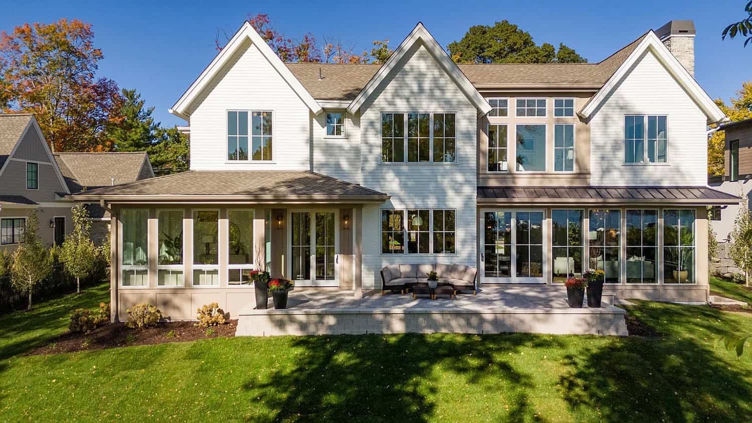 contemporary home exterior with a patio