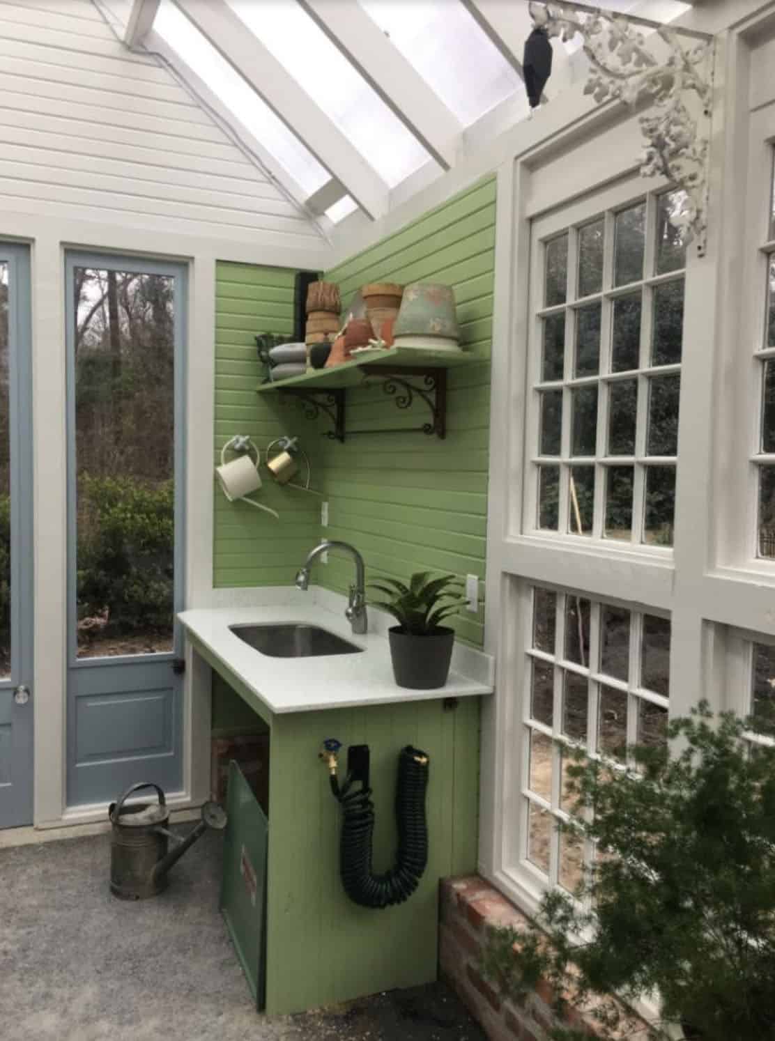 greenhouse with a sink