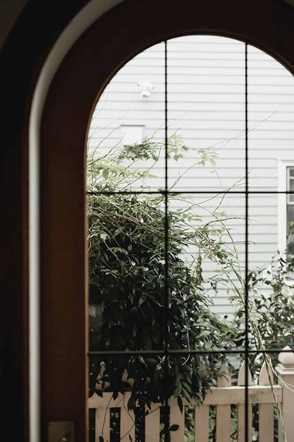 transitional stye kitchen arched door detail