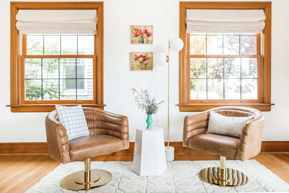 transitional stye living room with two chairs