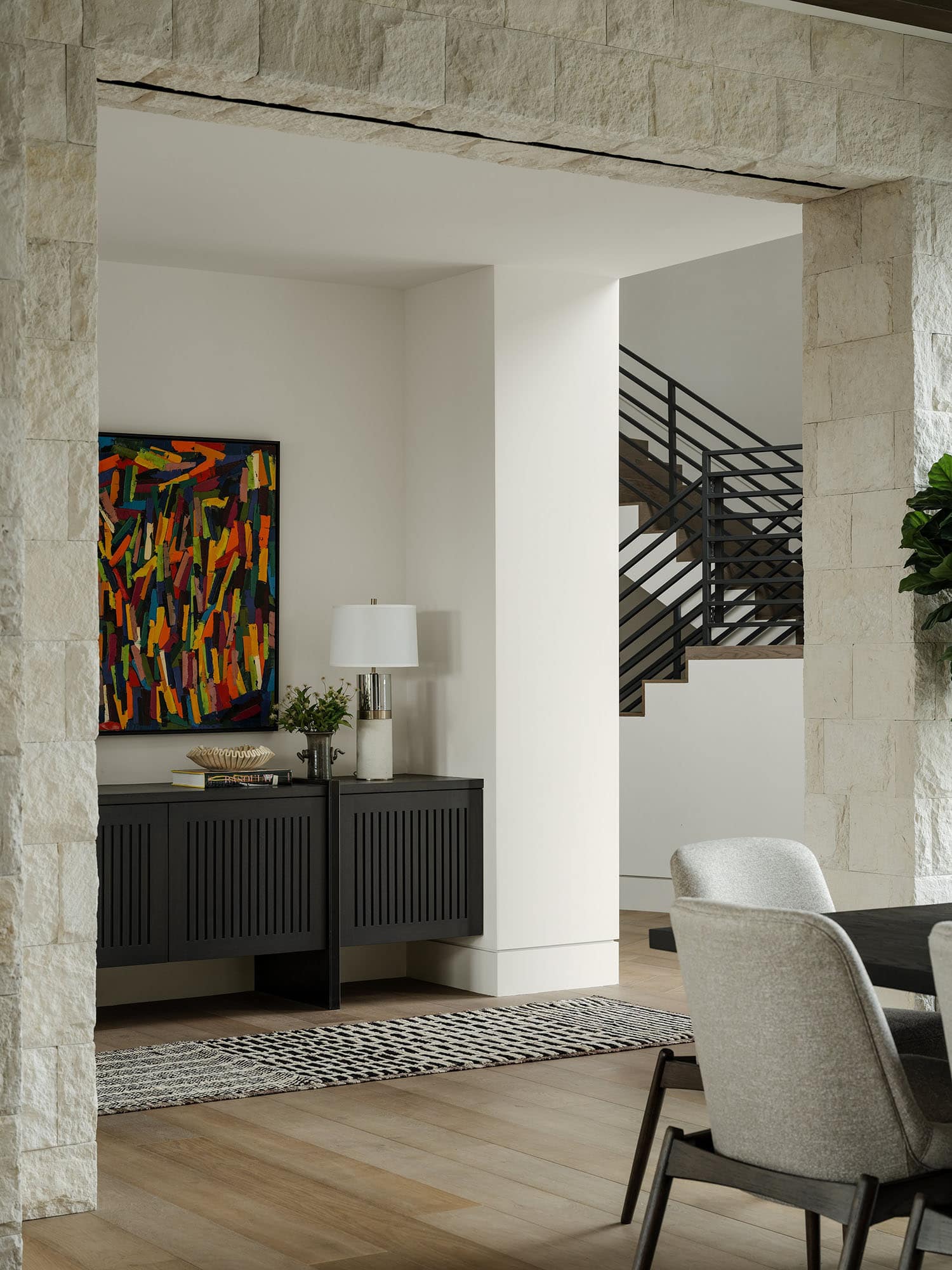 contemporary formal dining room with a buffet