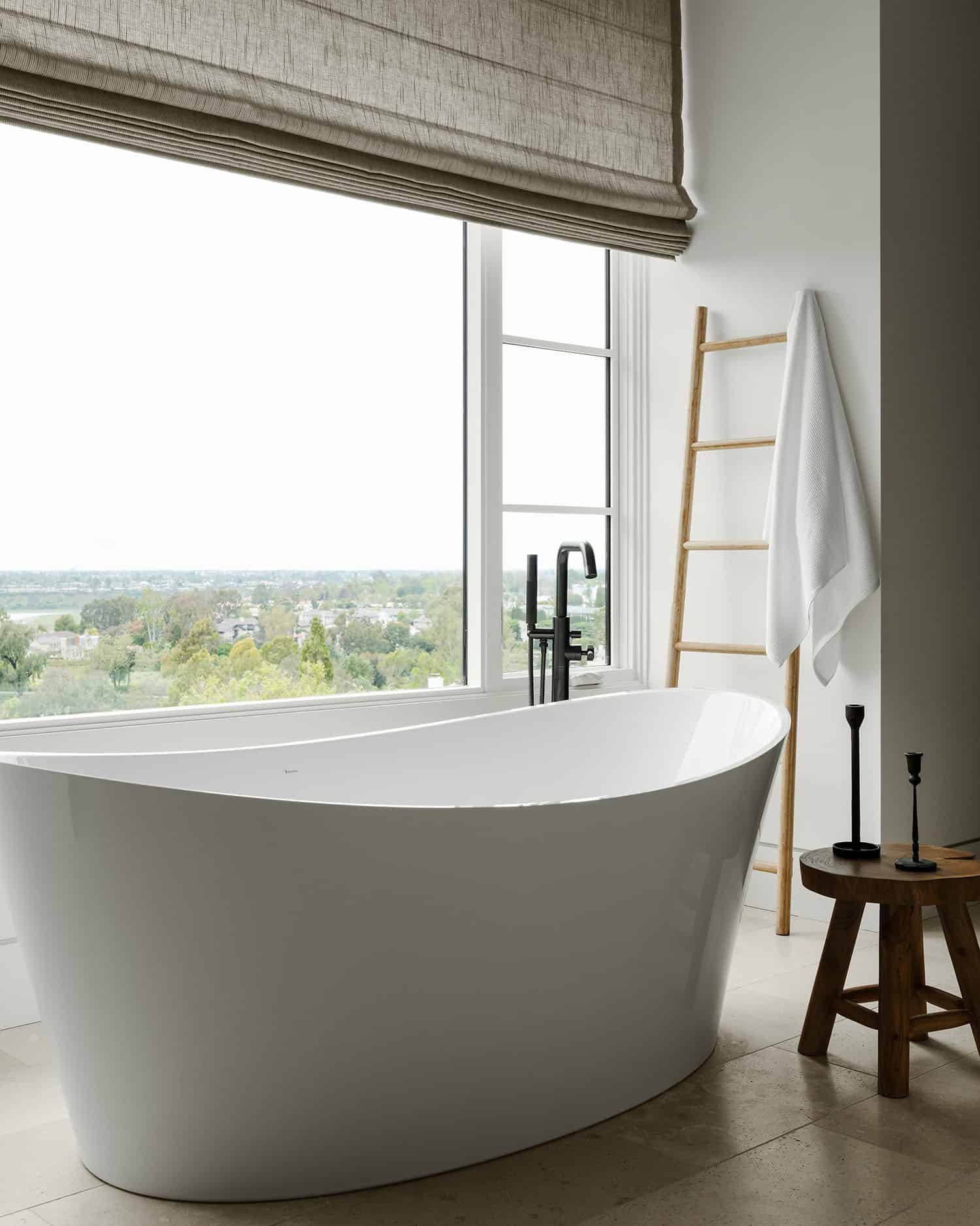 contemporary bathroom with a freestanding tub