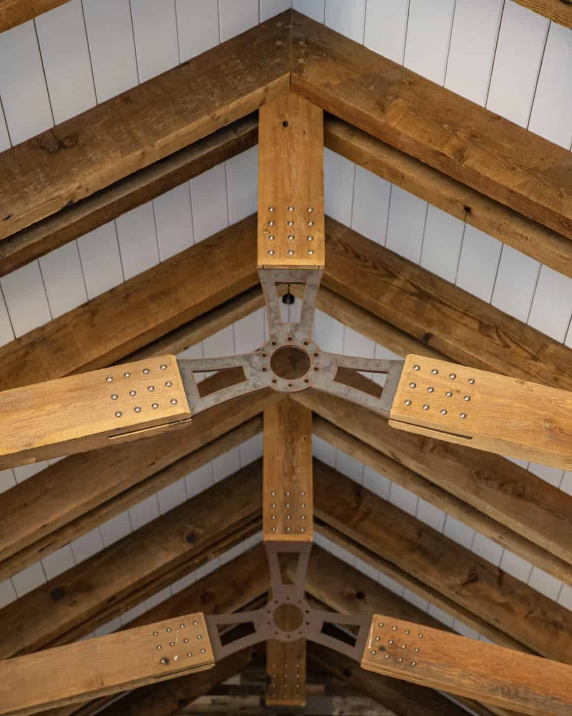 farmhouse style covered patio ceiling detail