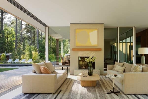 featured posts image for Three linked pavilions form this quietly elegant Washington woodland home