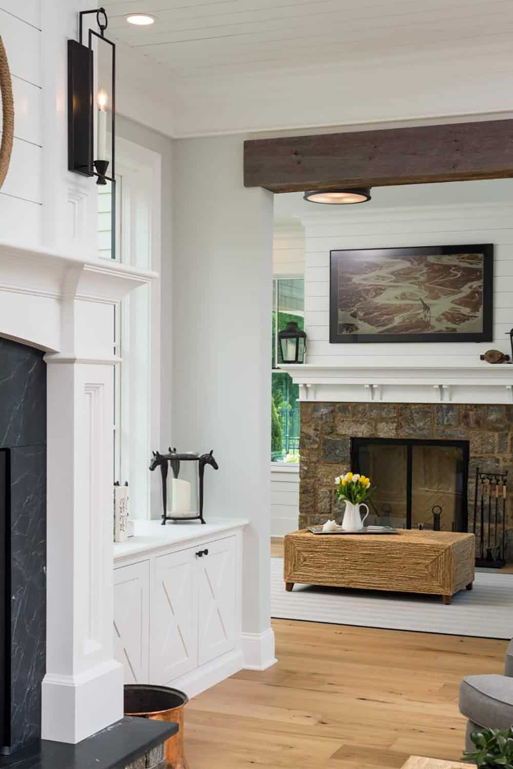 contemporary living room fireplace