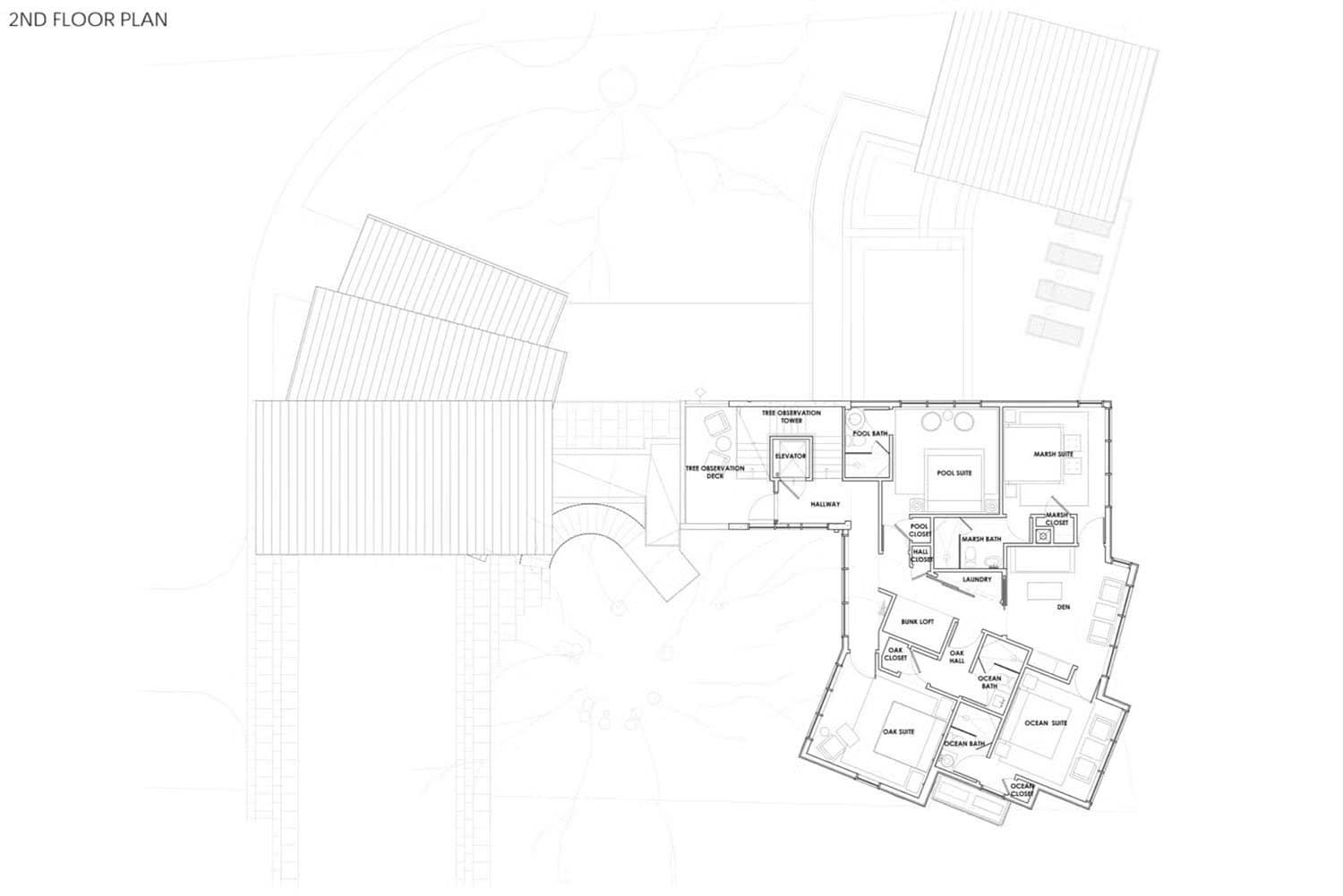 treehouse-inspired home second level floor plan