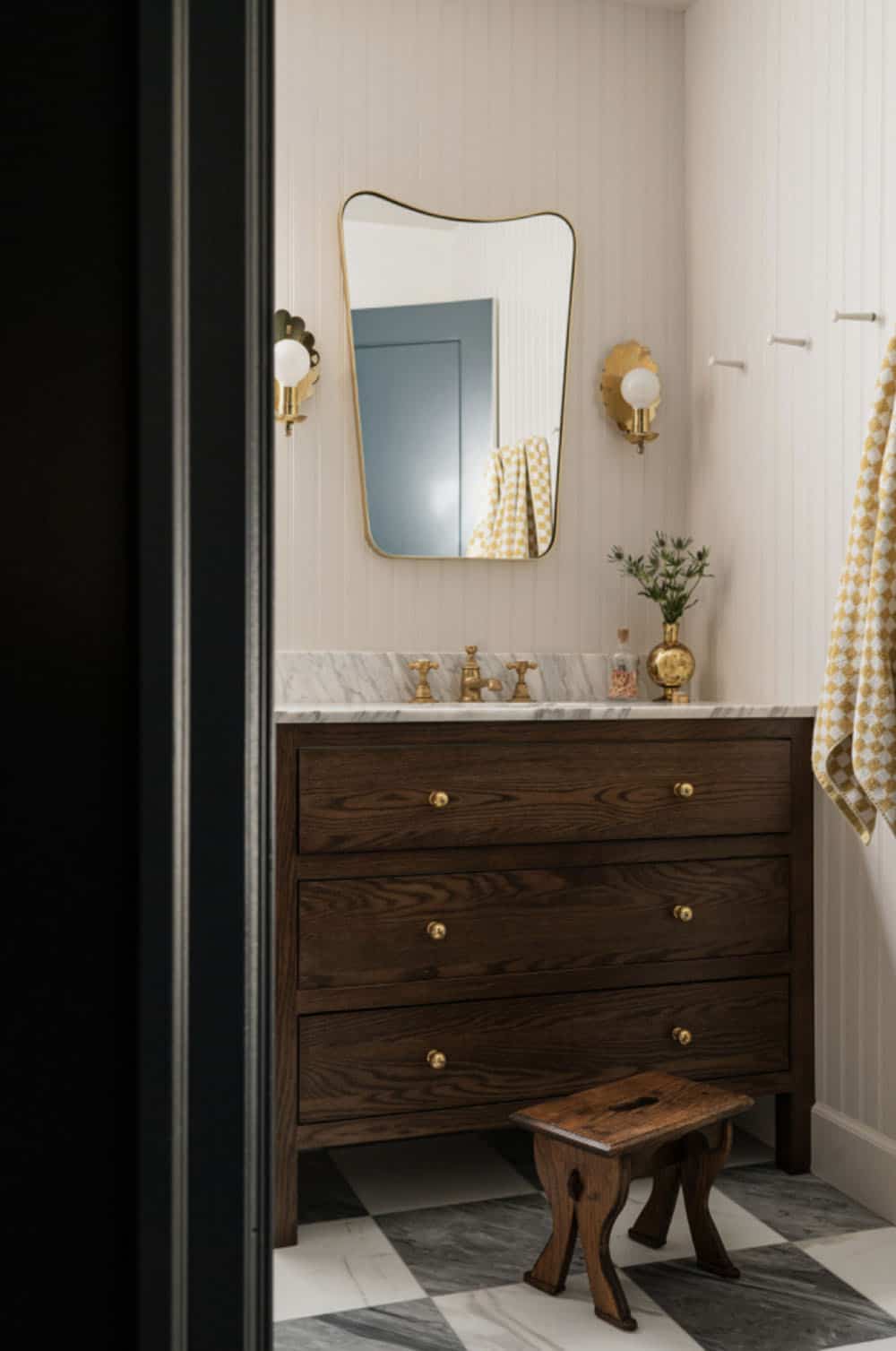 contemporary bathroom vanity with a mirror 