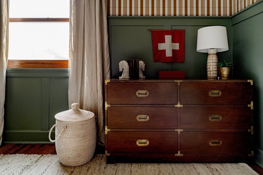 contemporary kids bedroom with a dresser