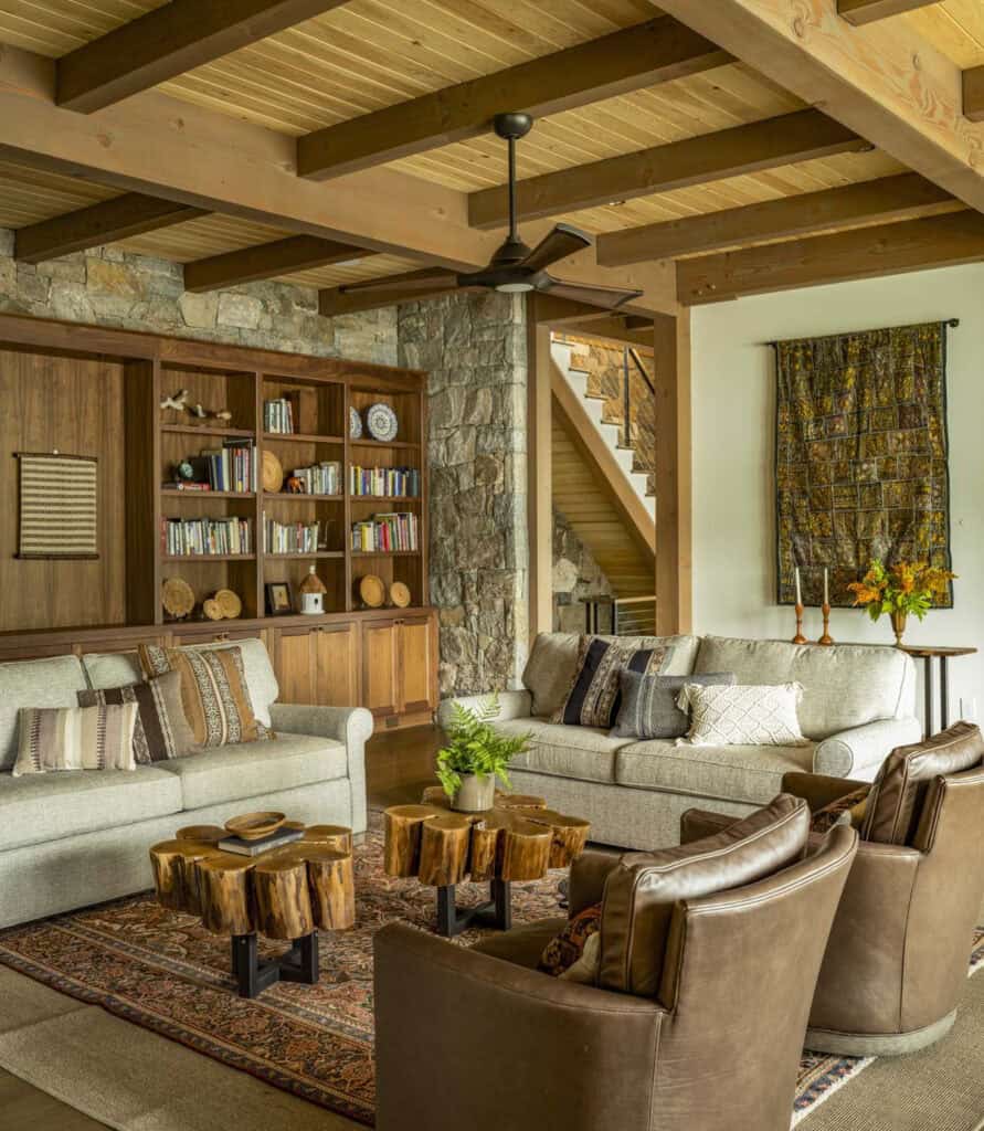 Adirondack-inspired home in New England celebrates serene lakeside views