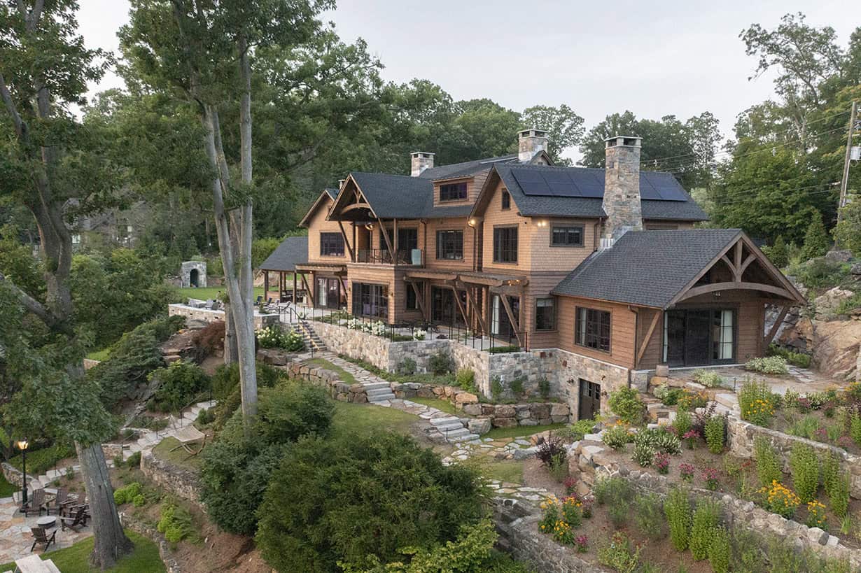 rustic house exterior backyard view