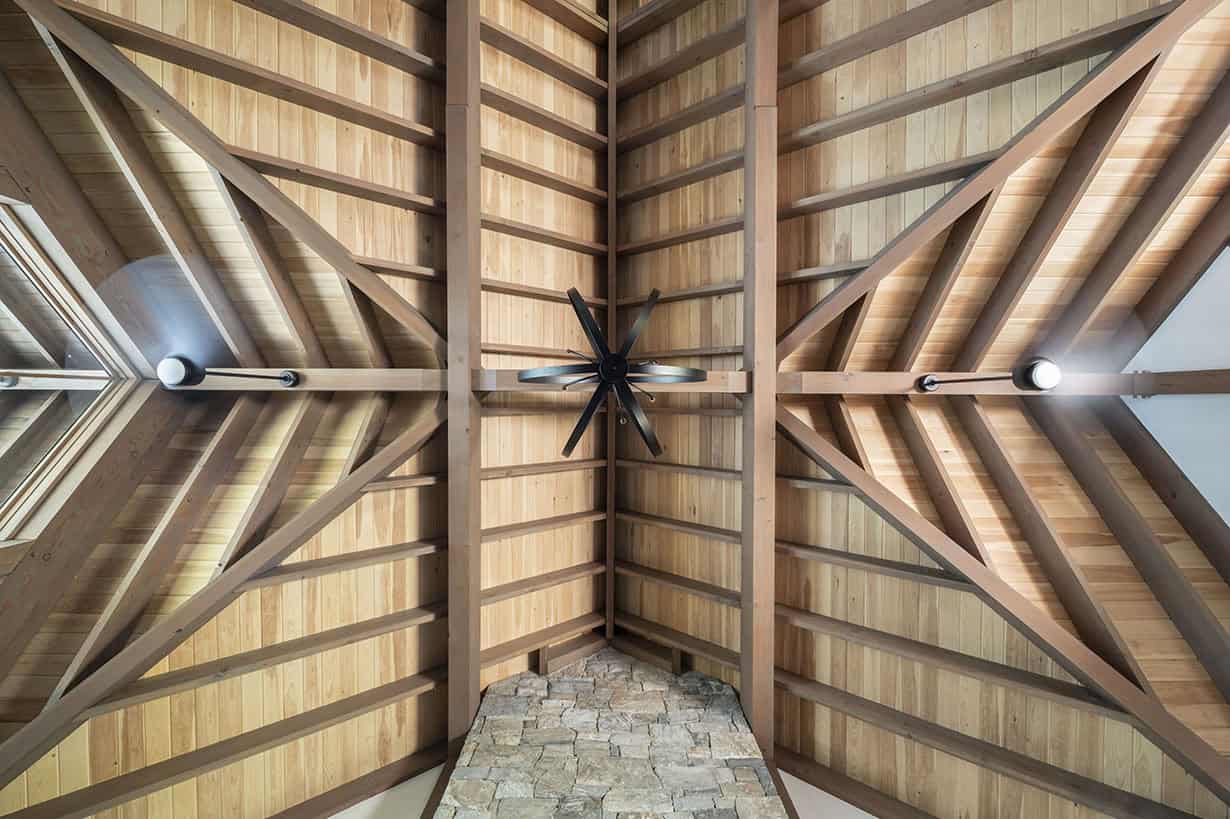 rustic family room ceiling detail