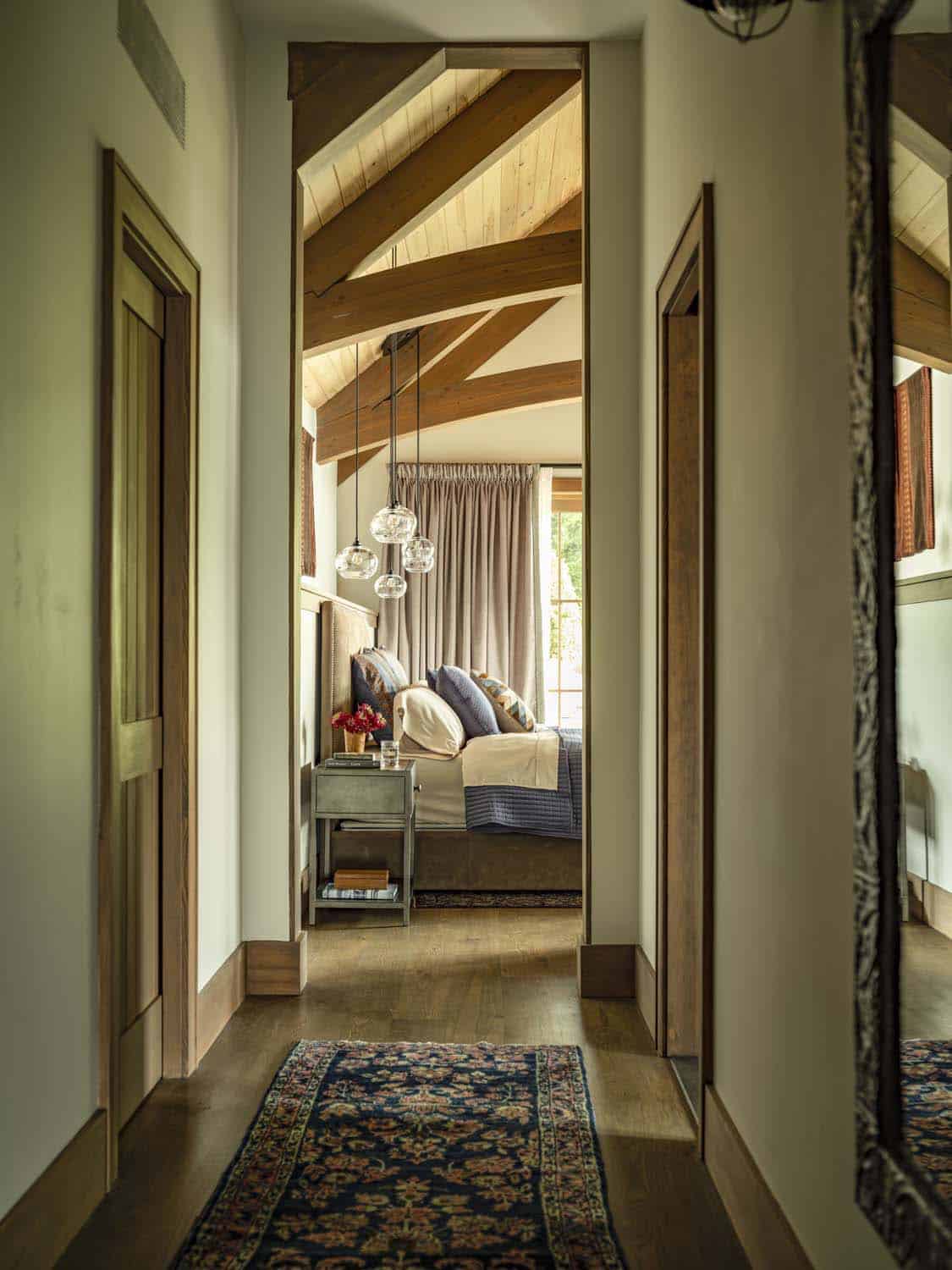 rustic hallway leading into the bedroom