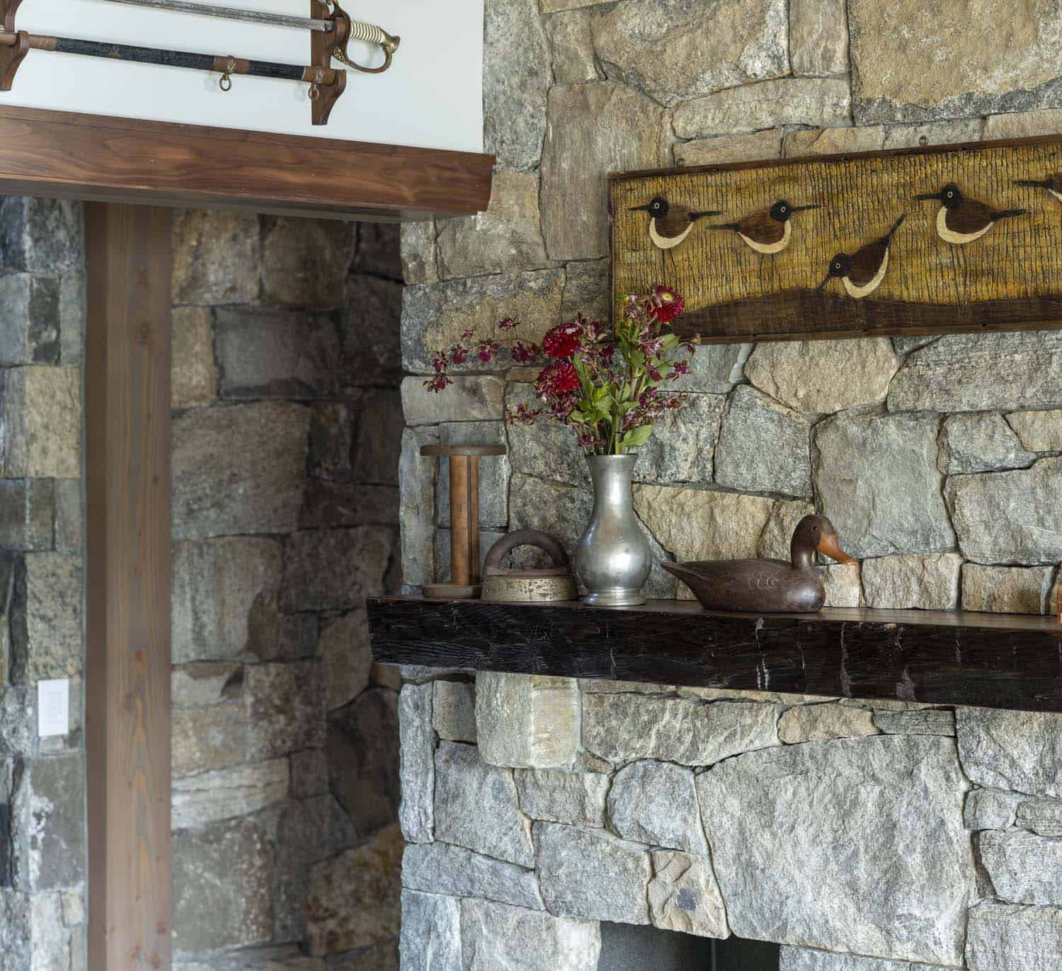 rustic fireplace detail