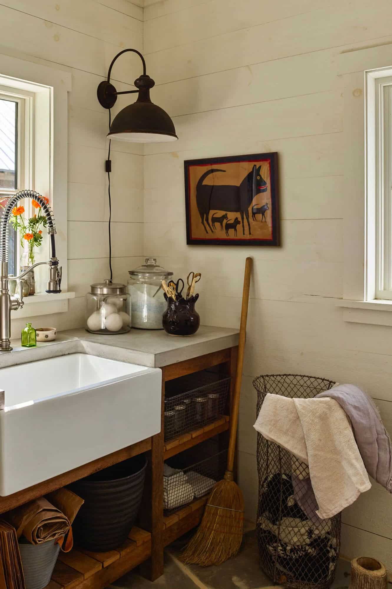 barn style home laundry room