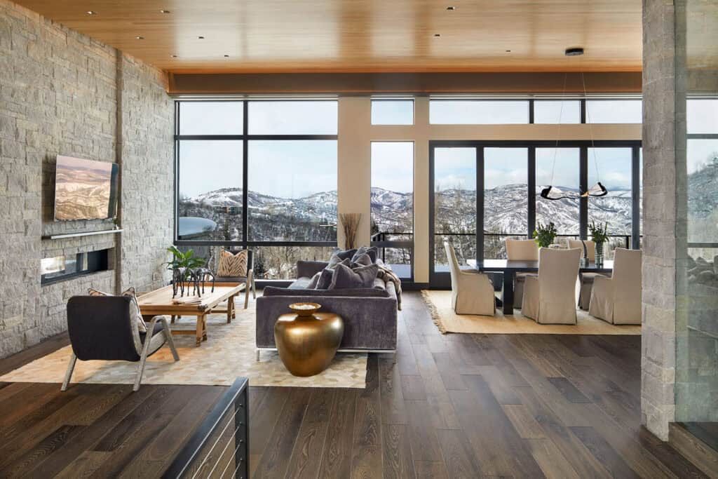 This stunning mountain getaway in Snowmass Village boasts captivating views