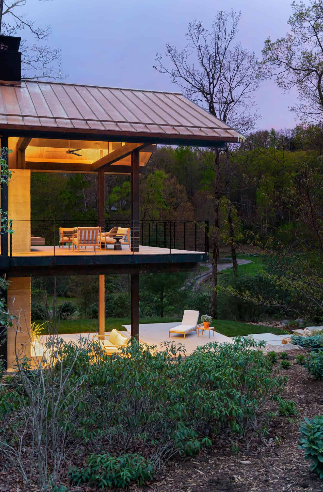 contemporary mountain home exterior backyard view