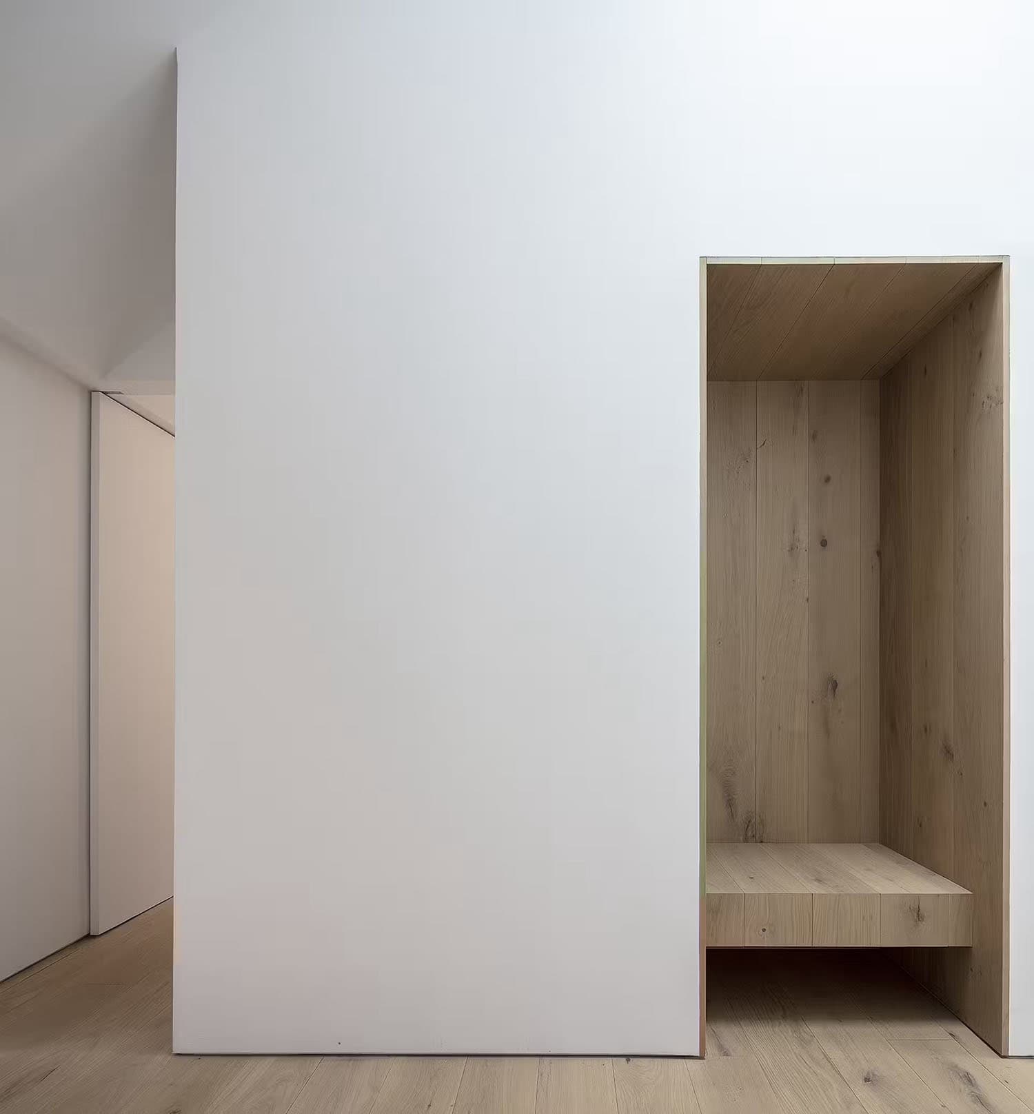 modern entrance hallway with a timber-framed niche