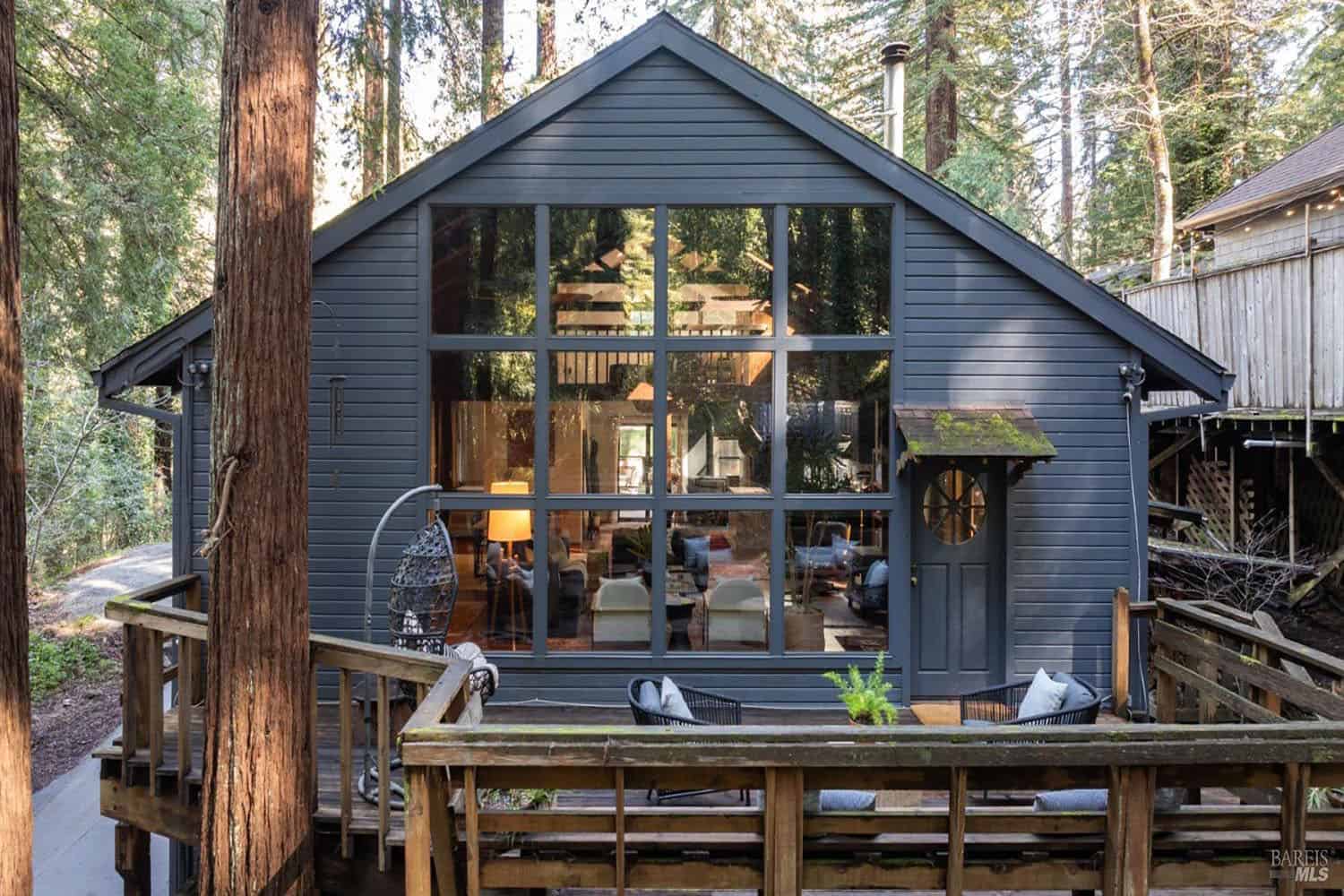 modern house exterior with a deck