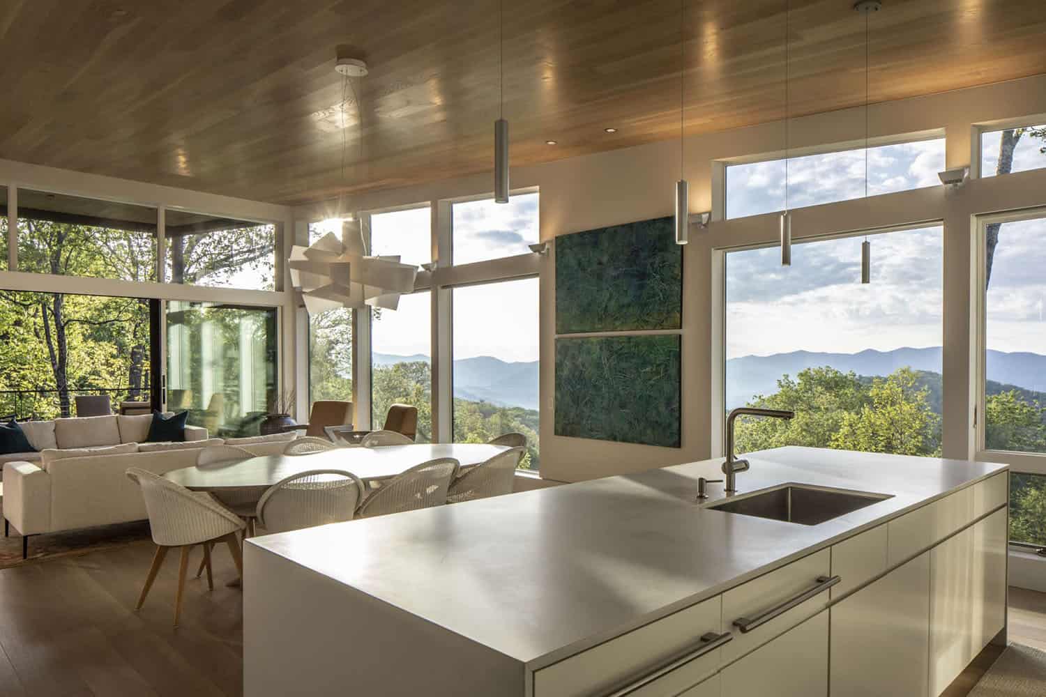 contemporary kitchen looking towards the living room