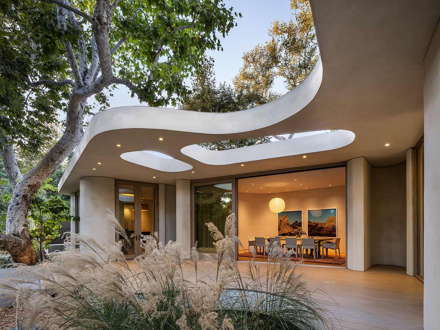 contemporary home exterior with a deck