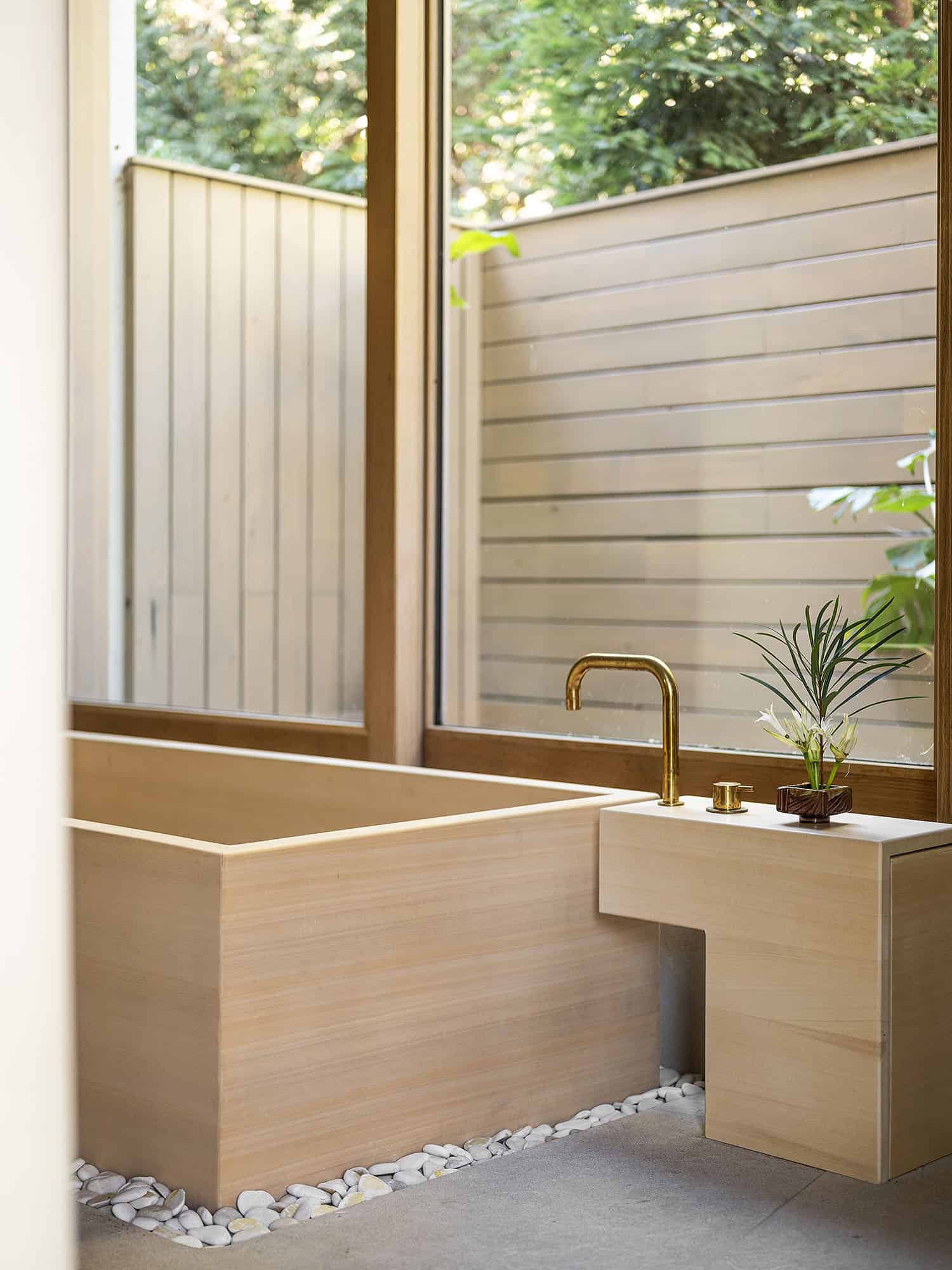 contemporary bathroom wtih a tub