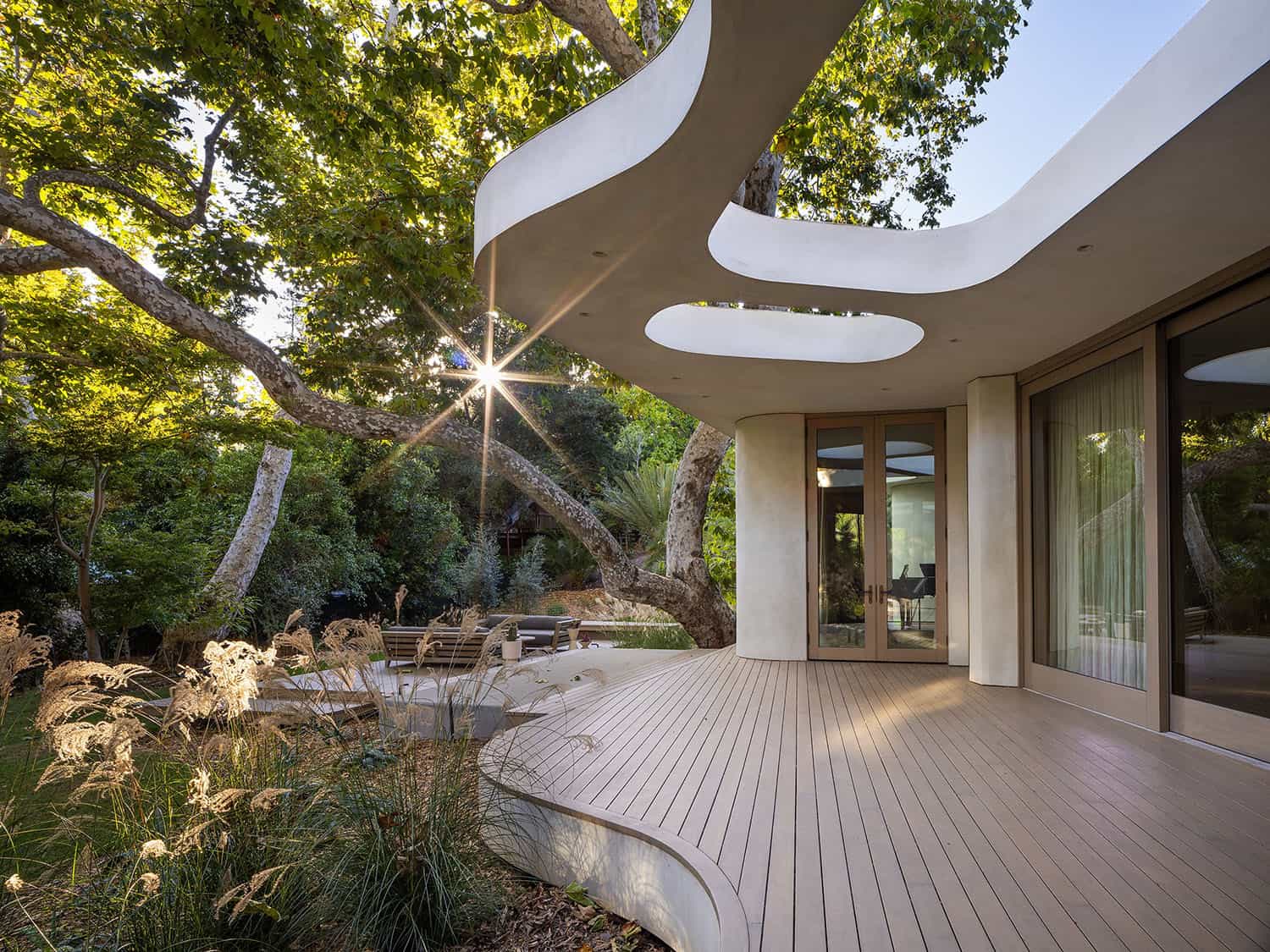 contemporary home exterior with a deck