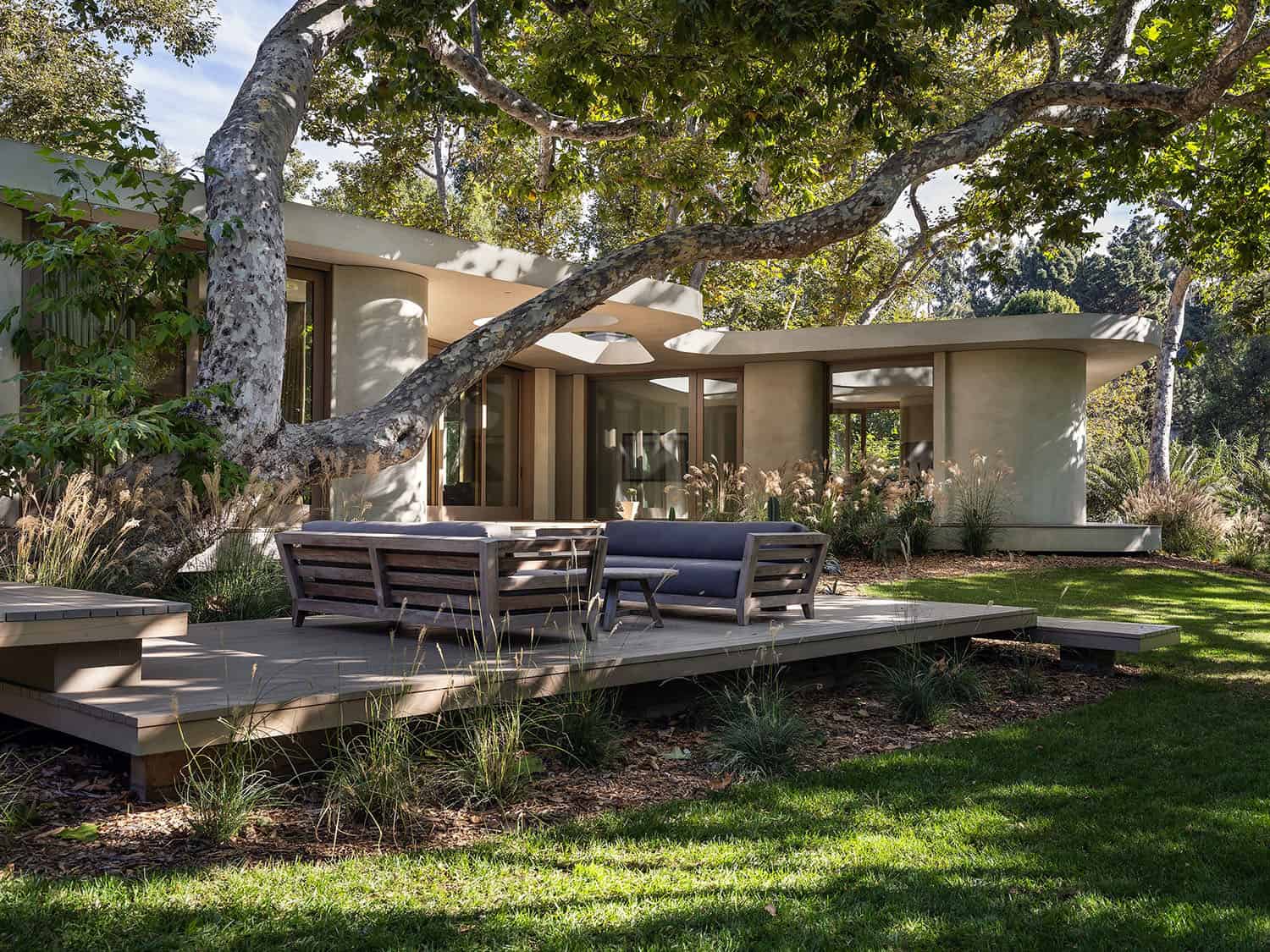 contemporary home exterior with a deck