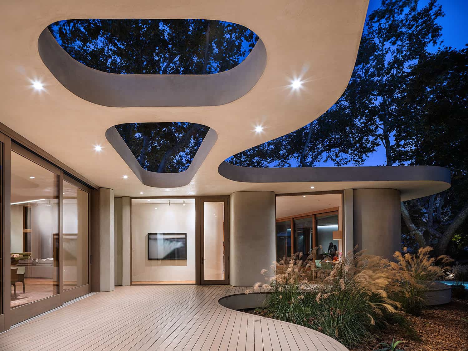 contemporary home exterior with a deck
