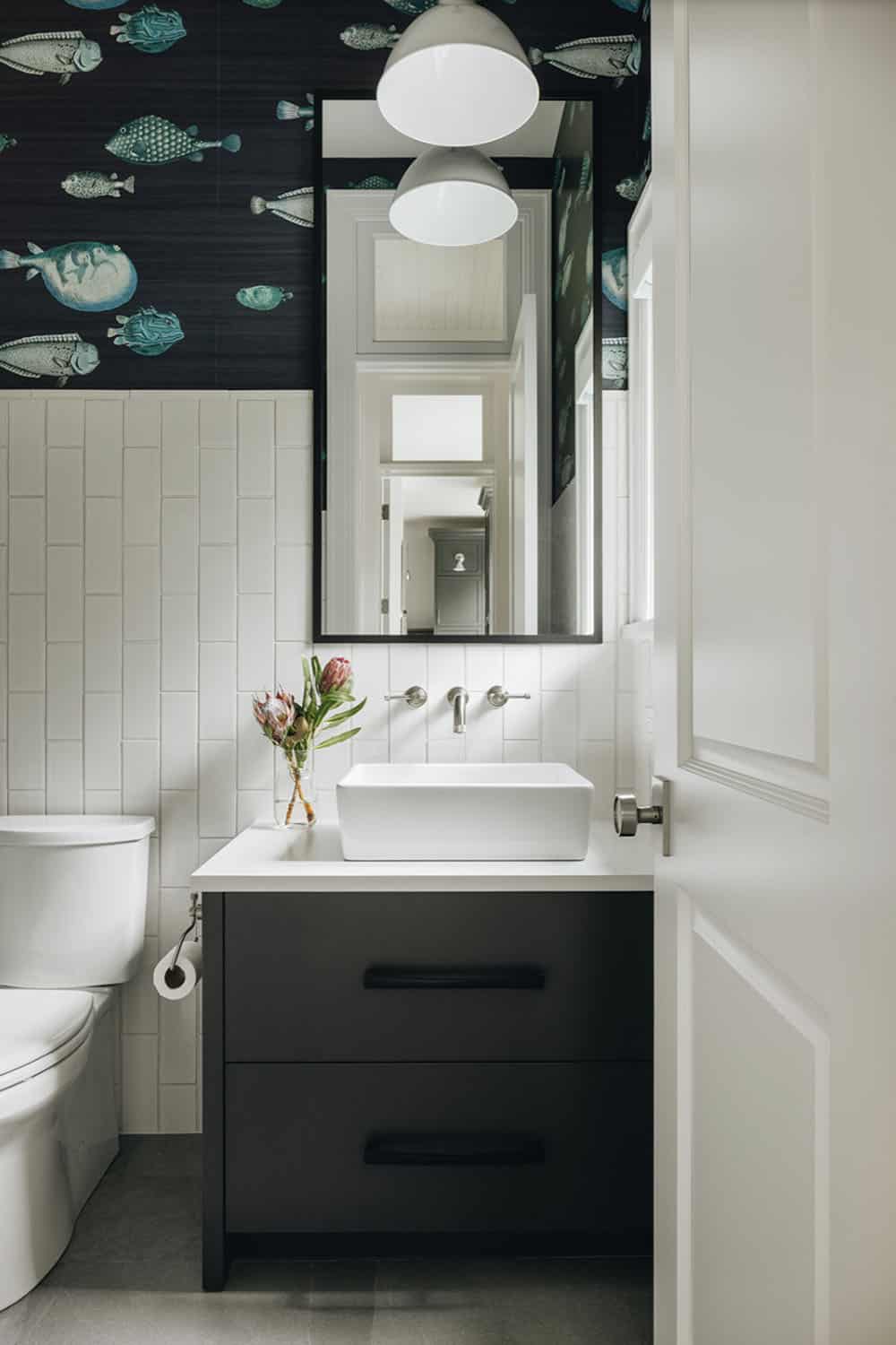 transitional powder room 