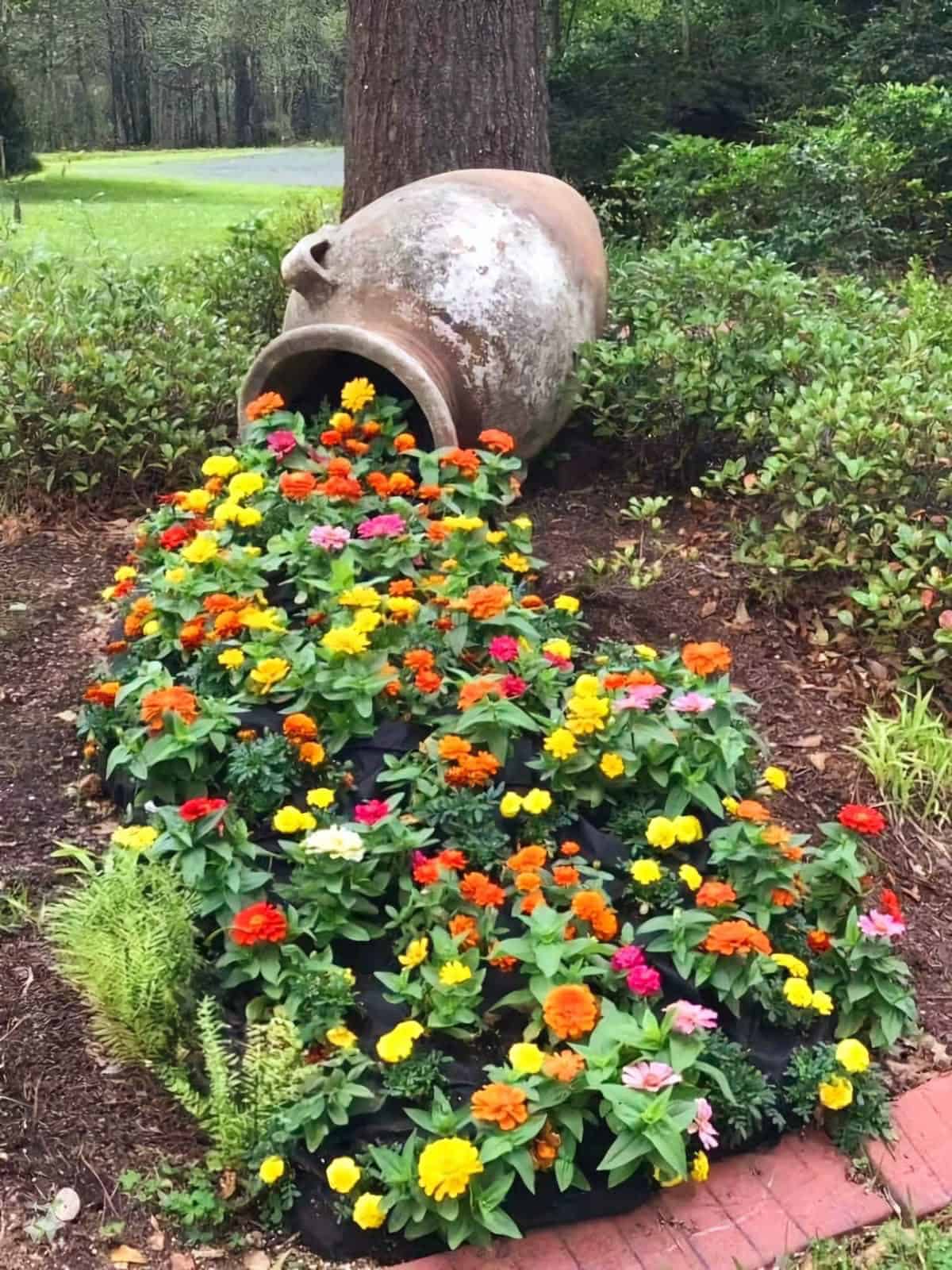 spilled flower pot garden bed