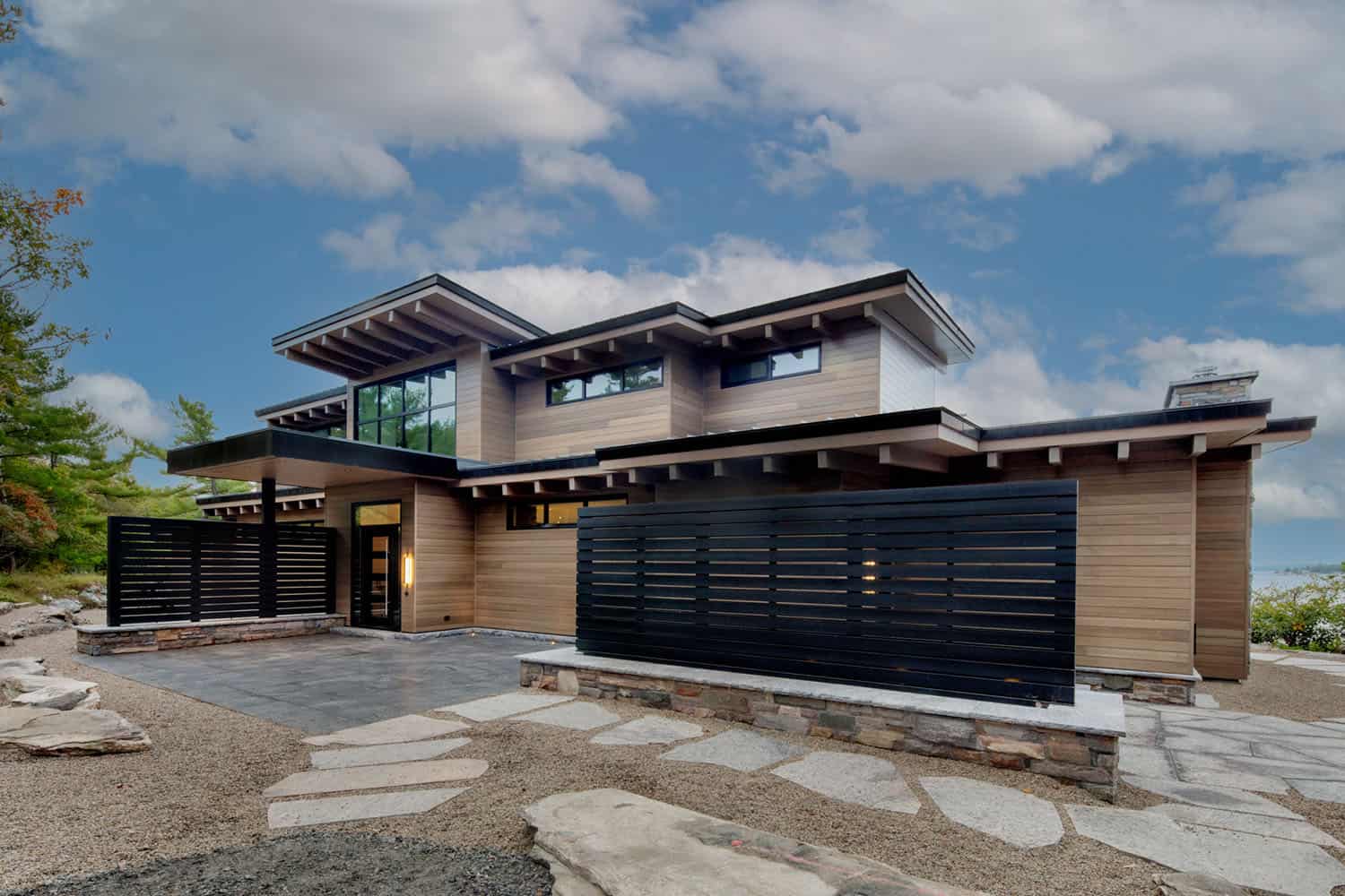 contemporary lakefront cottage exterior